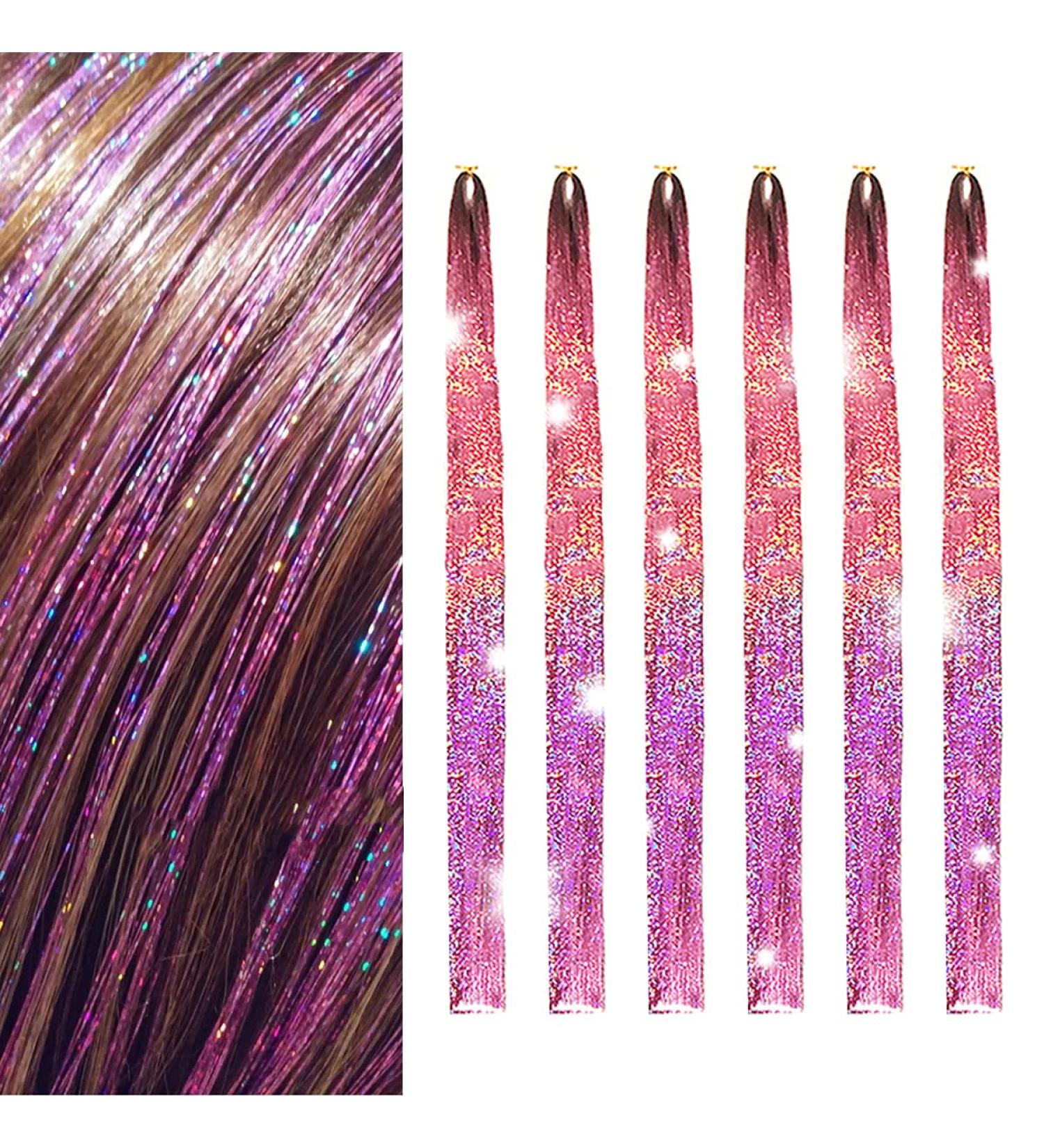 Tototoo Bright Pink Fairy Hair Tinsel Kit - 1500 Heat Resistant Strands for Sparkling Party Extensions - Buy Online on GoSupps.com