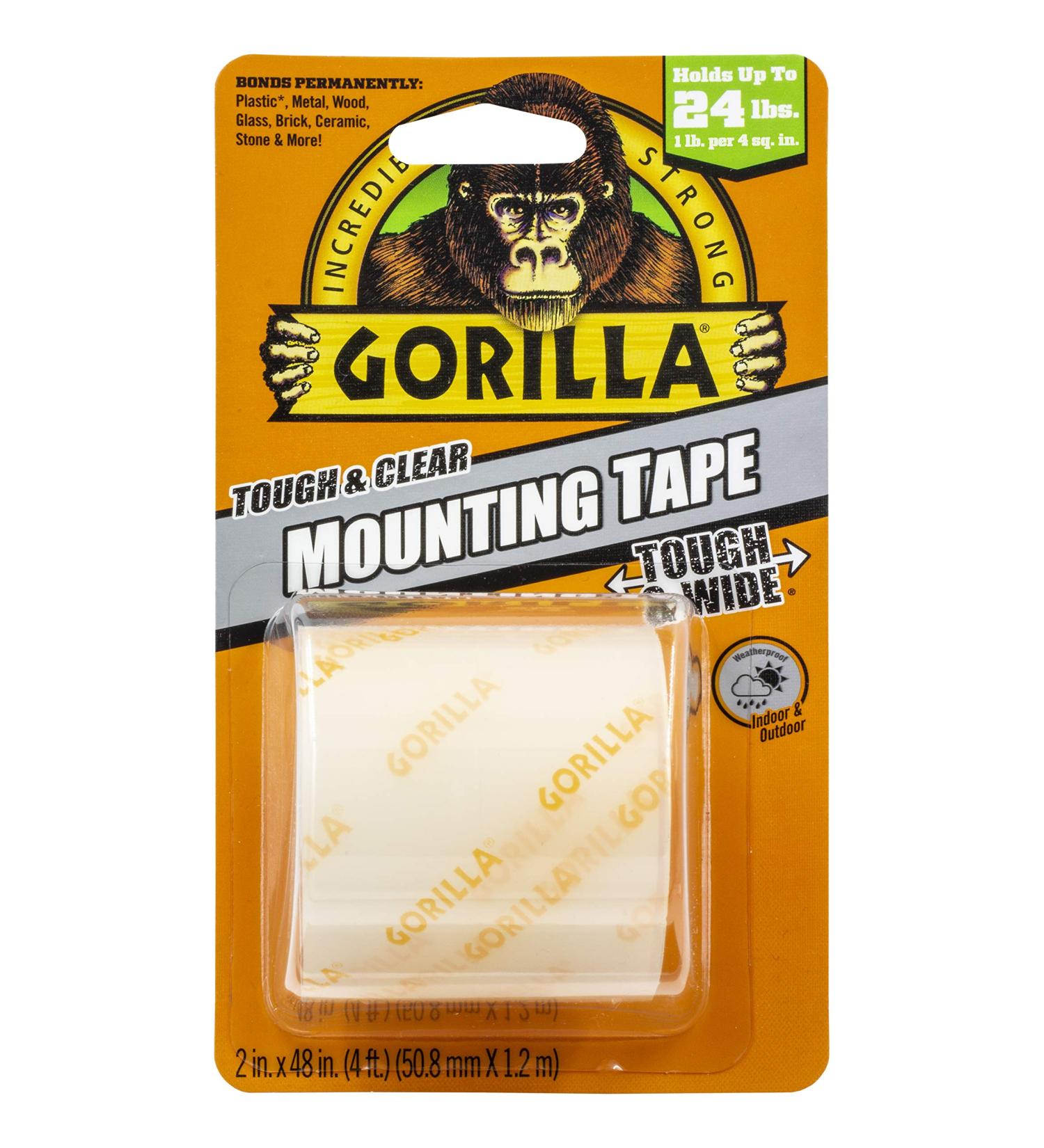 Gorilla Tough & Wide  Heavy Duty Double Sided Mounting Tape  2 x 48  Clear  (Pack of 1) 1 - Pack - Buy Online on GoSupps.com