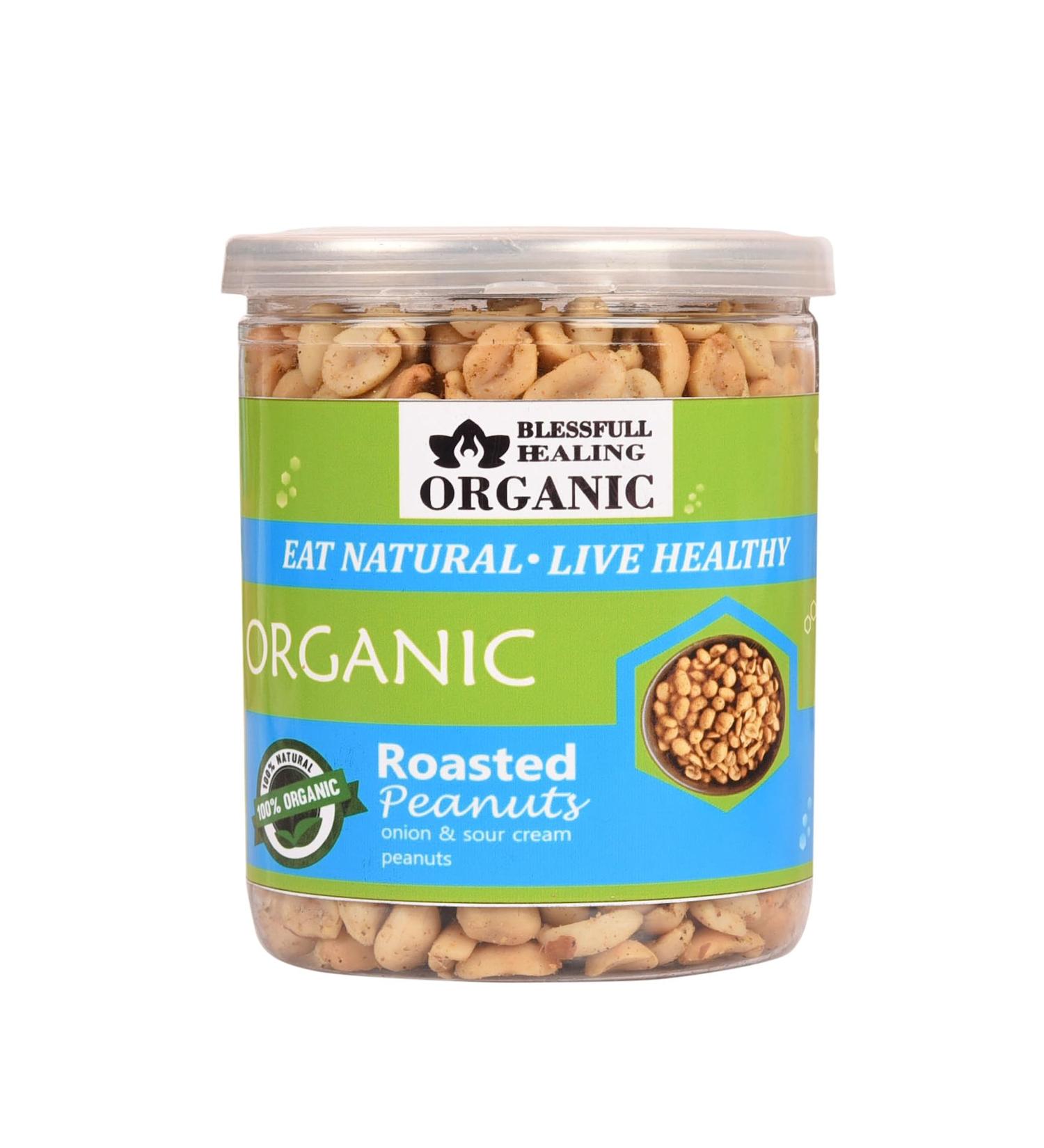 Blessfull Healing Organic Natural Vegan Onion & Sour Cream Roasted Peanuts Crunchy Healthy Snacks 250 Gram - Buy Online on GoSupps.com