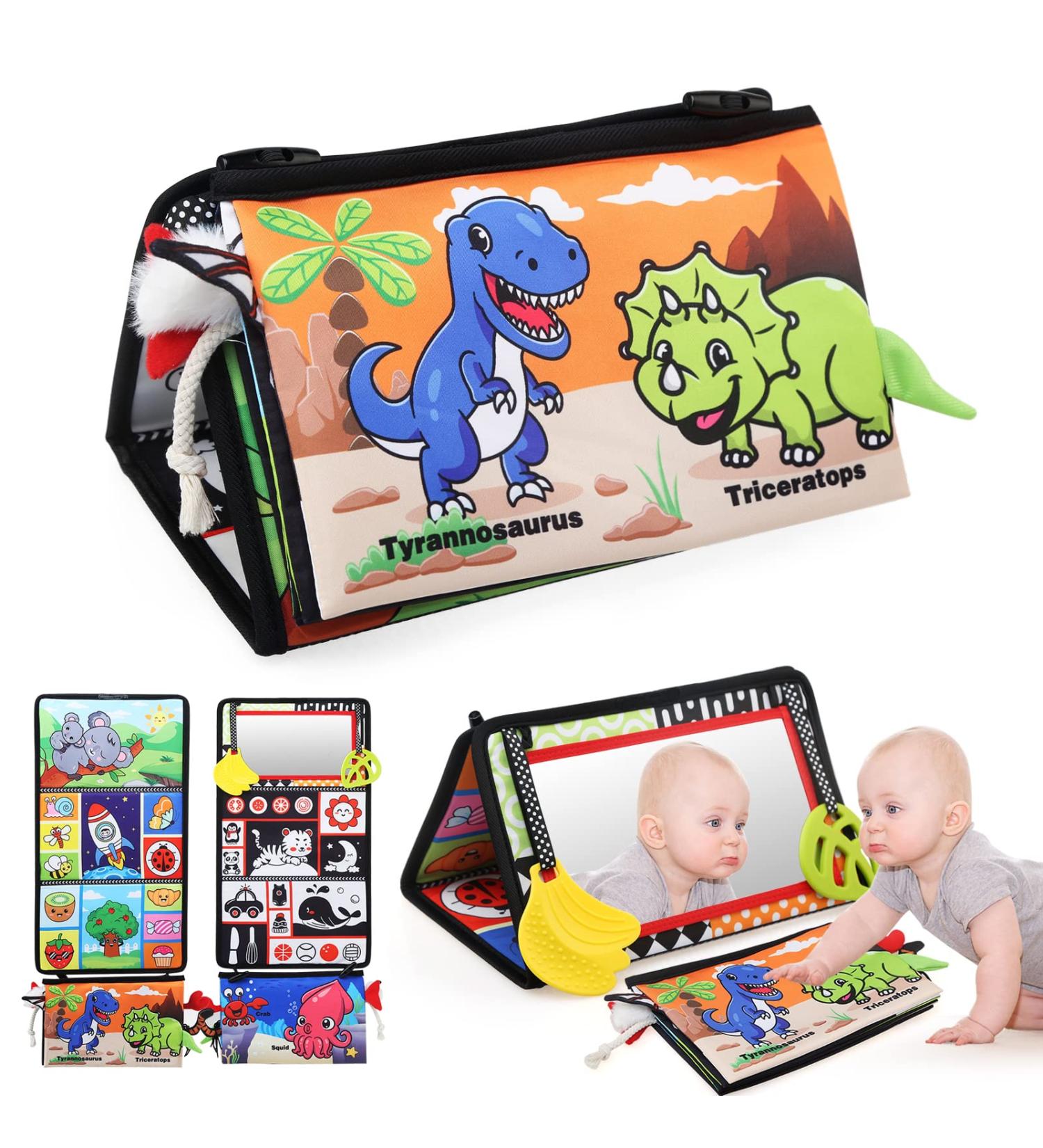 Joyplus Foldable Baby Mirror Toy - Crackling Book & Prone Base - Black & White Contrast for 0+ Months Newborns - Buy Online on GoSupps.com