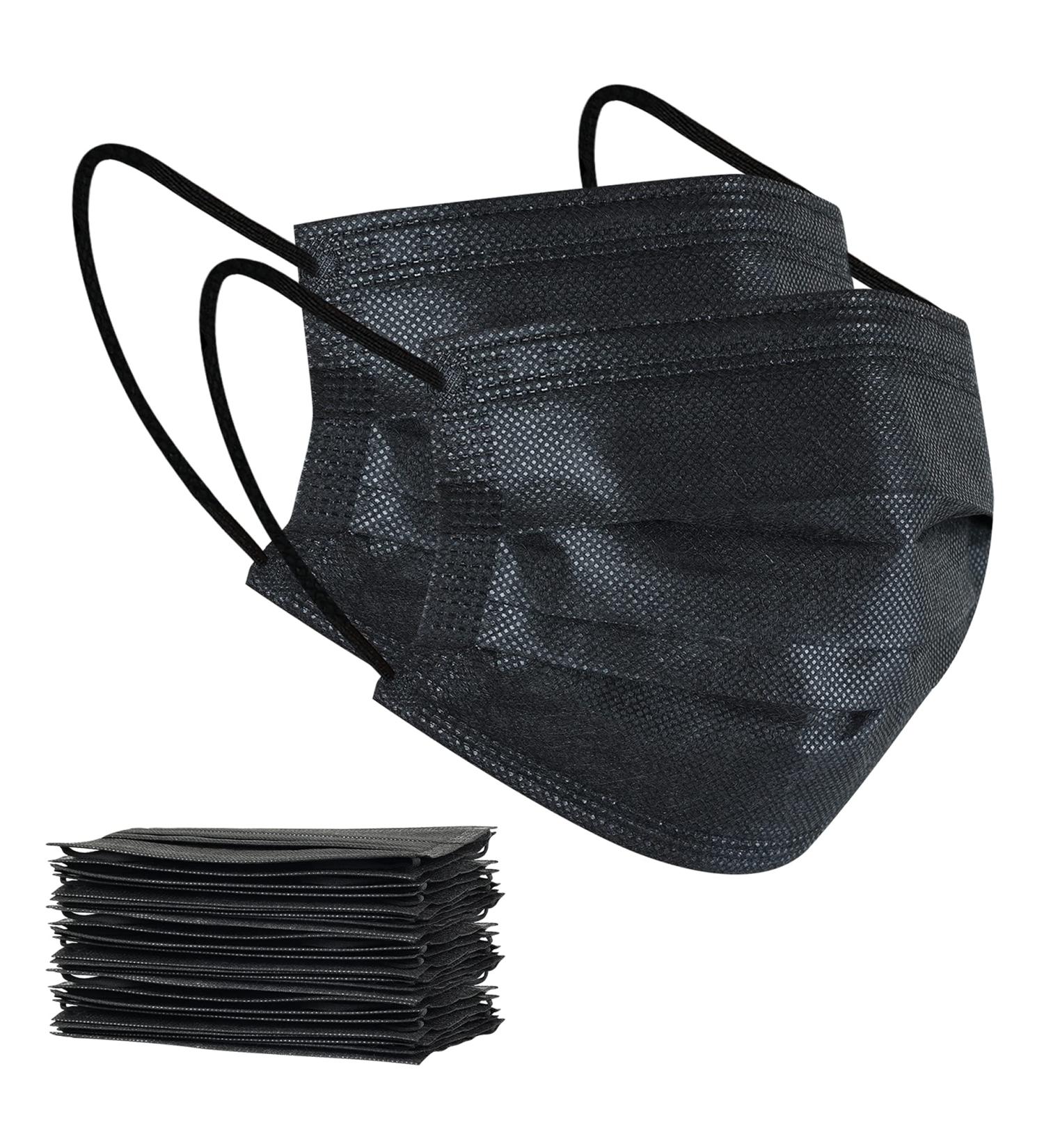 100pcs Black Disposable Face Masks - 3 Ply Adults Disposable Mask (100 Pcs) - Buy Online on GoSupps.com