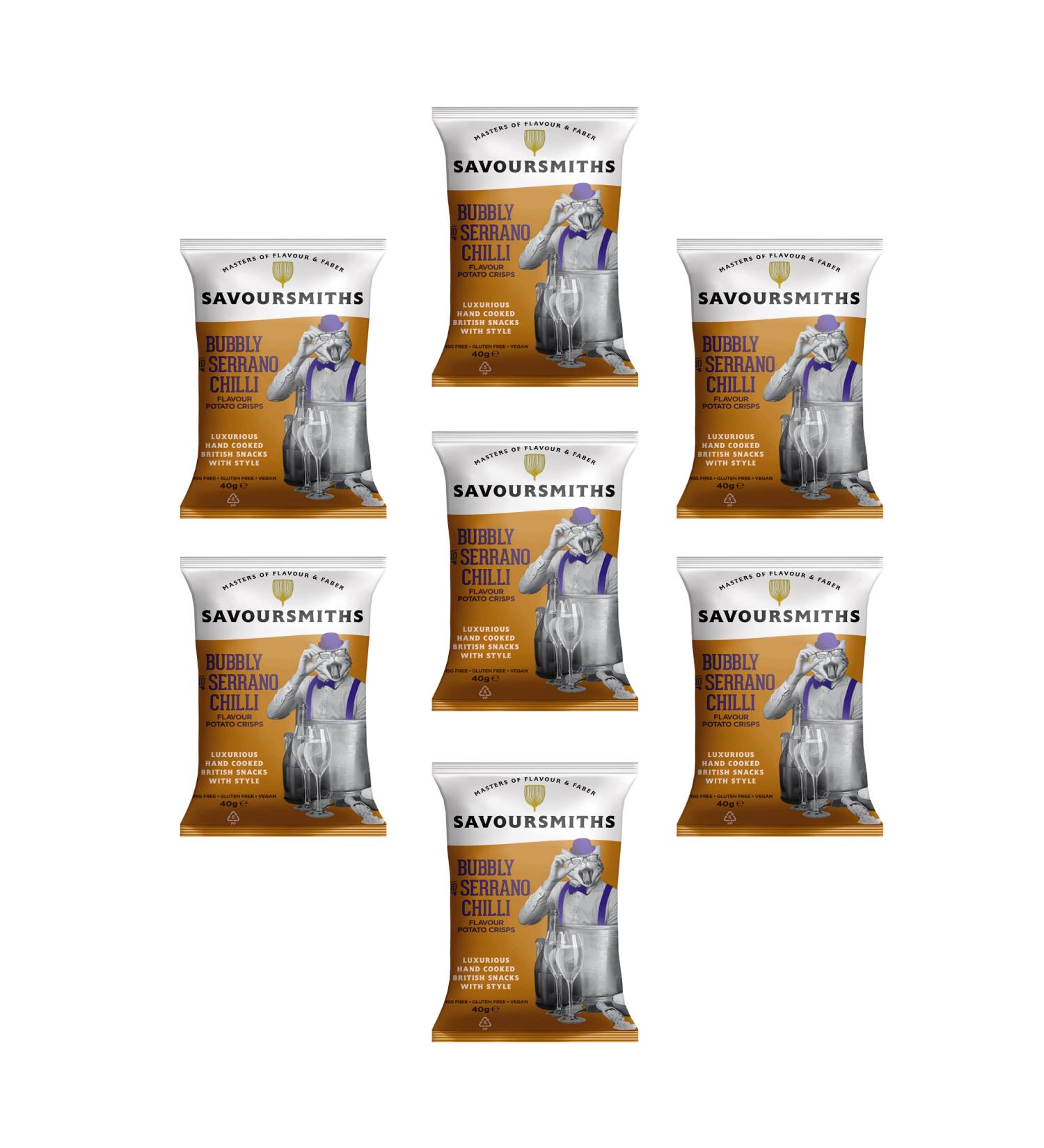 Savoursmiths Bubbly And Serrano Chilli Luxury English Potato Crisps 40g x 7