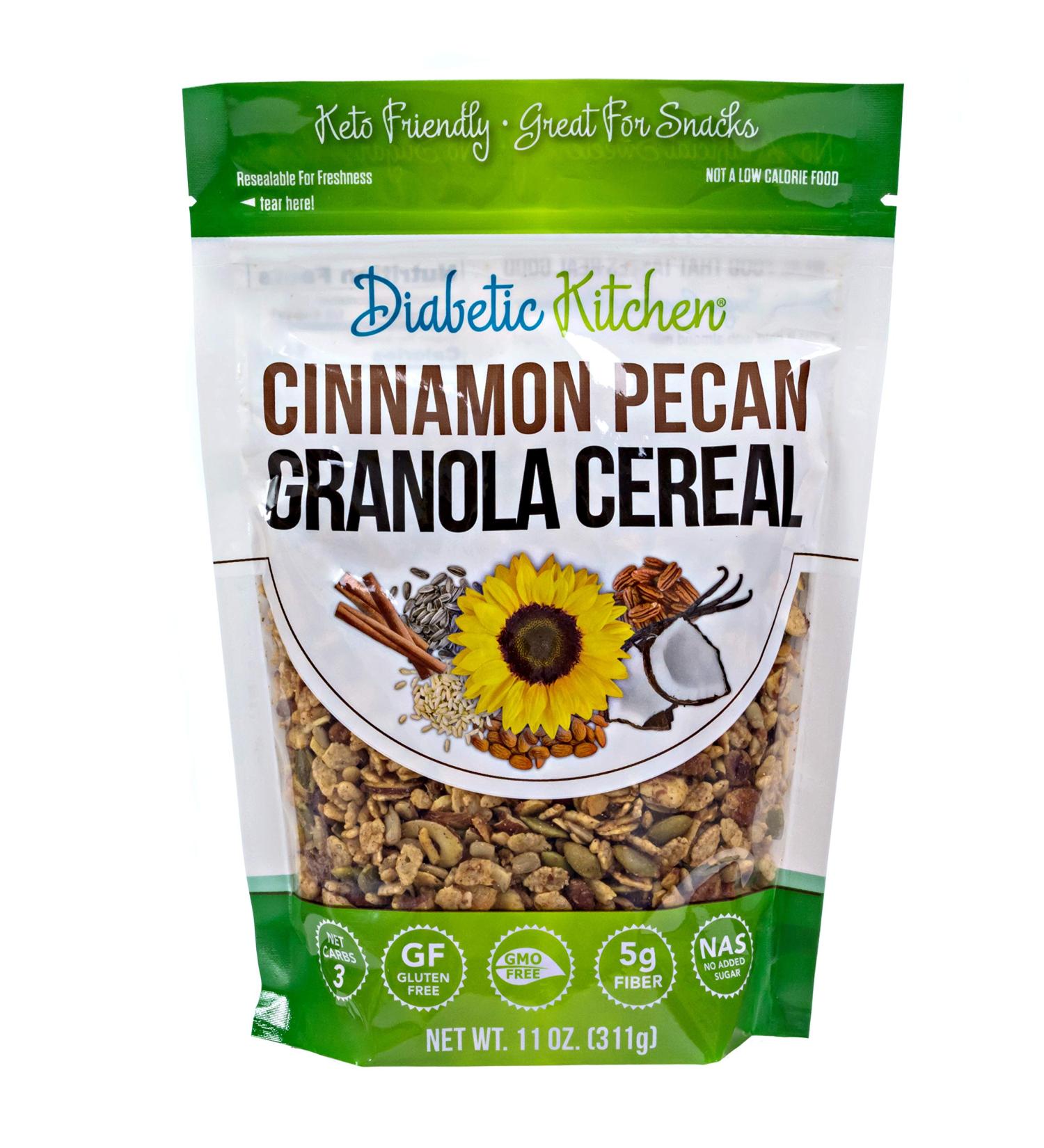 Diabetic Kitchen Cinnamon Pecan Granola Cereal | 11 oz Low Sugar Snack - Buy Online on GoSupps.com
