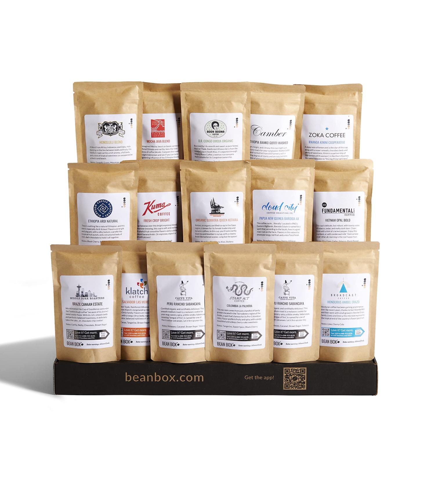 Bean Box World Coffee Tour Gift Set - Specialty Gourmet Coffee Sampler for Men and Women - Birthday Care Package with 16 Unique Whole Bean Varieties - Buy Online on GoSupps.com