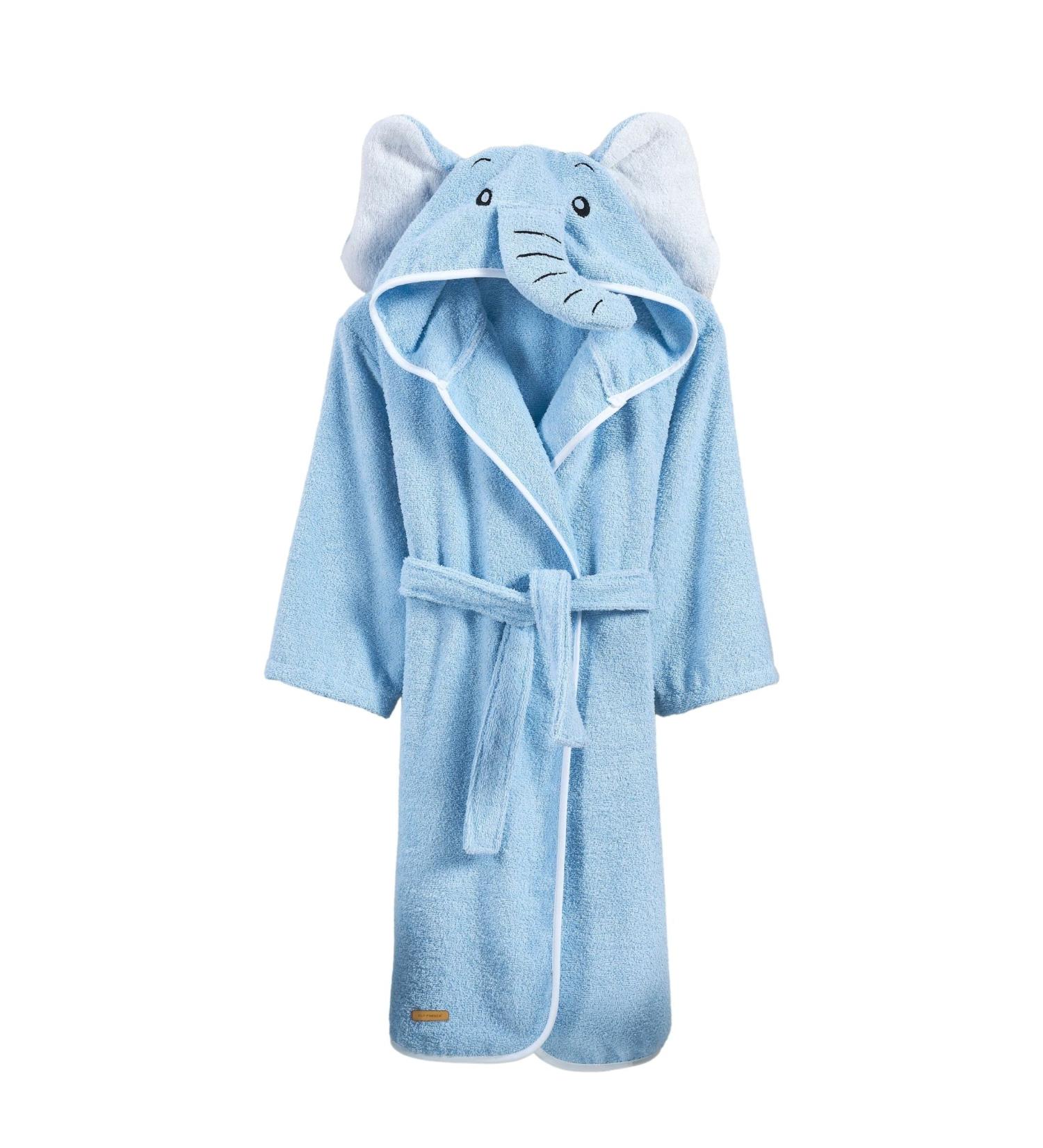 Ely Parker Children's Bathrobe for Boys & Girls | Super Soft Turkish Cotton Hooded Towel | Elephant Blue | Ages 7-8 - Buy Online on GoSupps.com