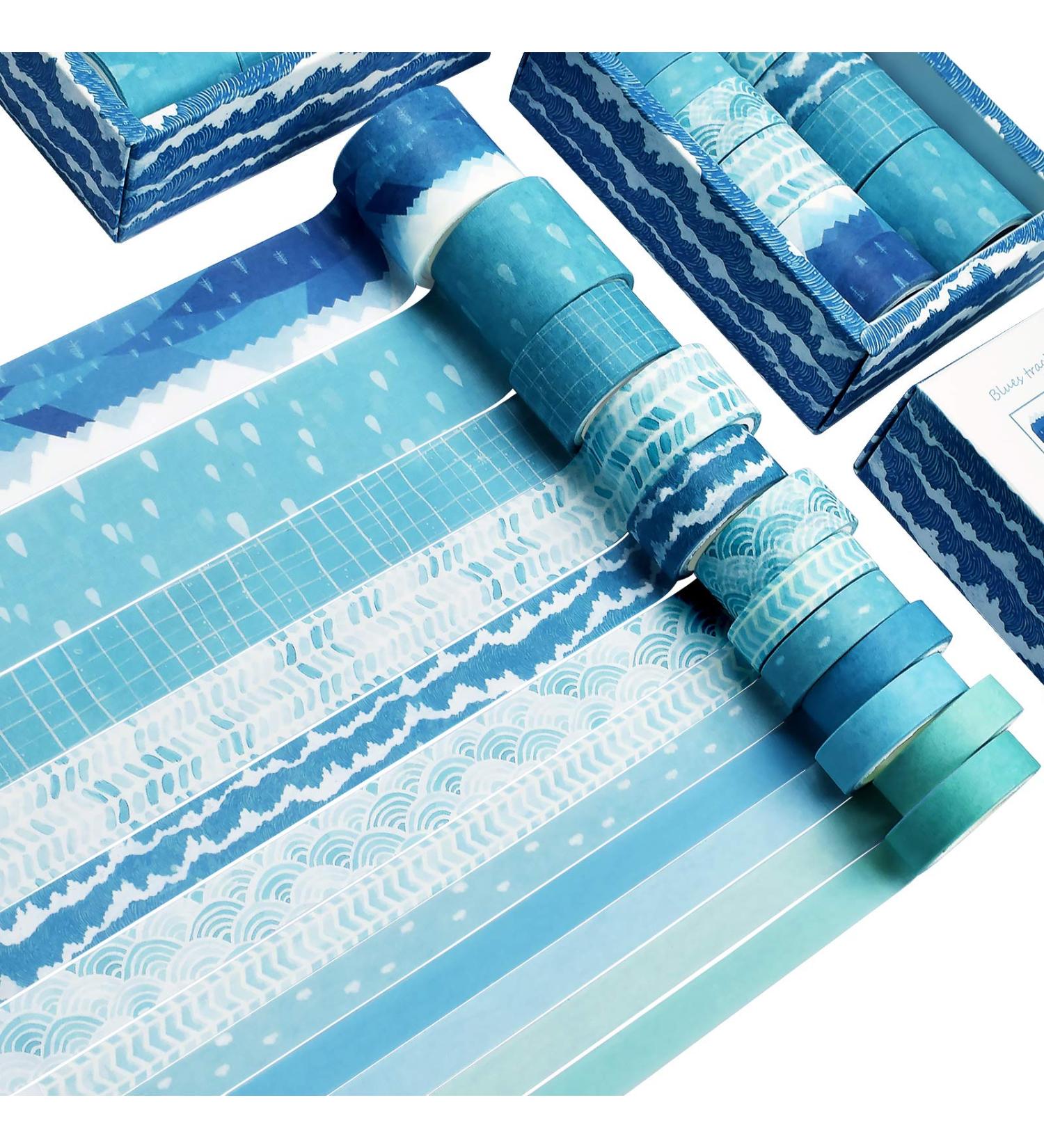DAPUTOU Blue Sea Wave Washi Tape Set - 12 Rolls Decorative Masking Tape for Craft, Scrapbook, DIY Gift Wrapping - Buy Online on GoSupps.com