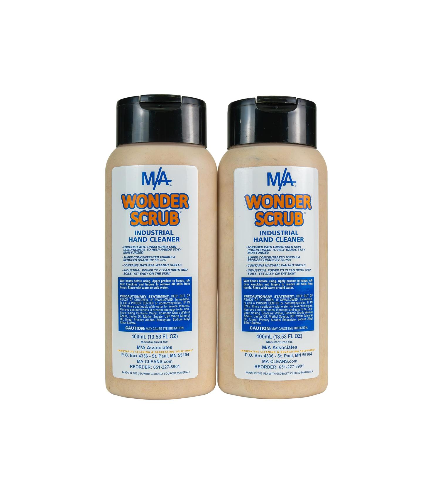 M/A Wonder Scrub - Industrial Strength Mechanic Hand Cleaner - All Natural Walnut Shell Soap - Tough on Grease Dirt Oil and Paint (2 bottles 400ml) 400ml Bottle (2 pack) - Buy Online on GoSupps.com