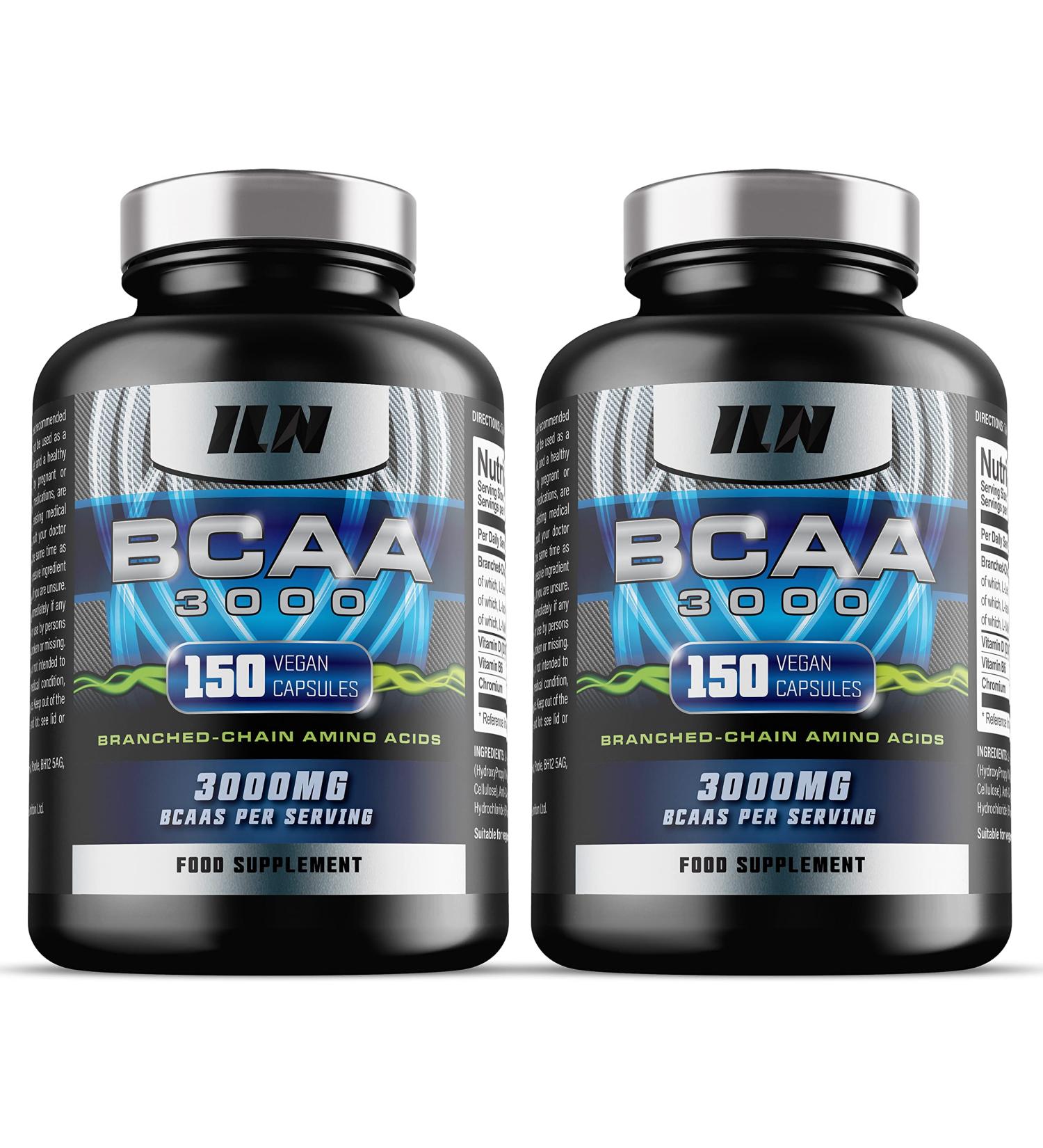 BCAA 3000mg Capsules - 2:1:1 BCAA Ratio - 300 Caps - Vegan-Friendly - 60 Servings - Buy Online on GoSupps.com