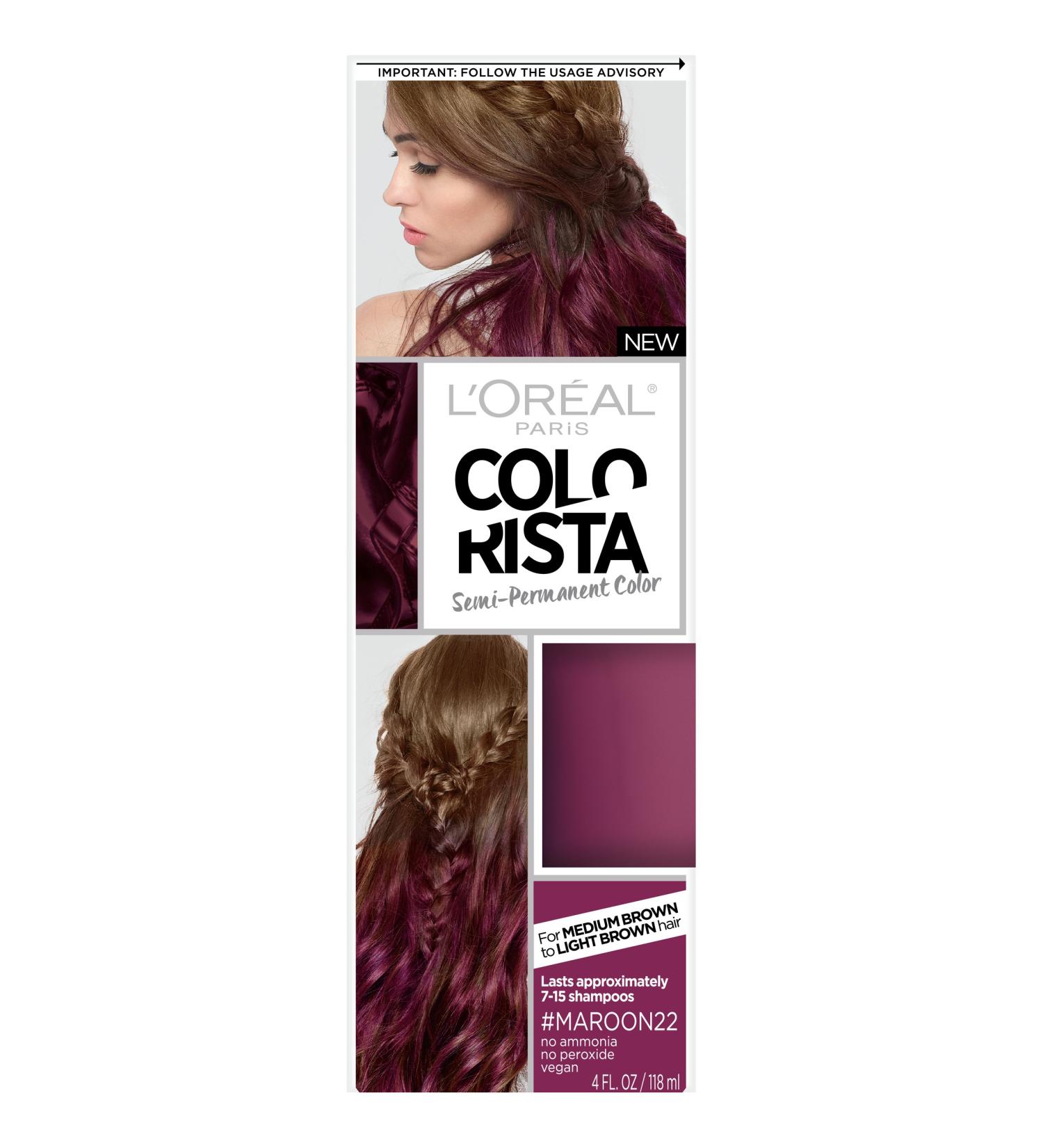 L'Oreal Paris Colorista Maroon Semi-Permanent Hair Color for Brunette Hair - Buy Online on GoSupps.com