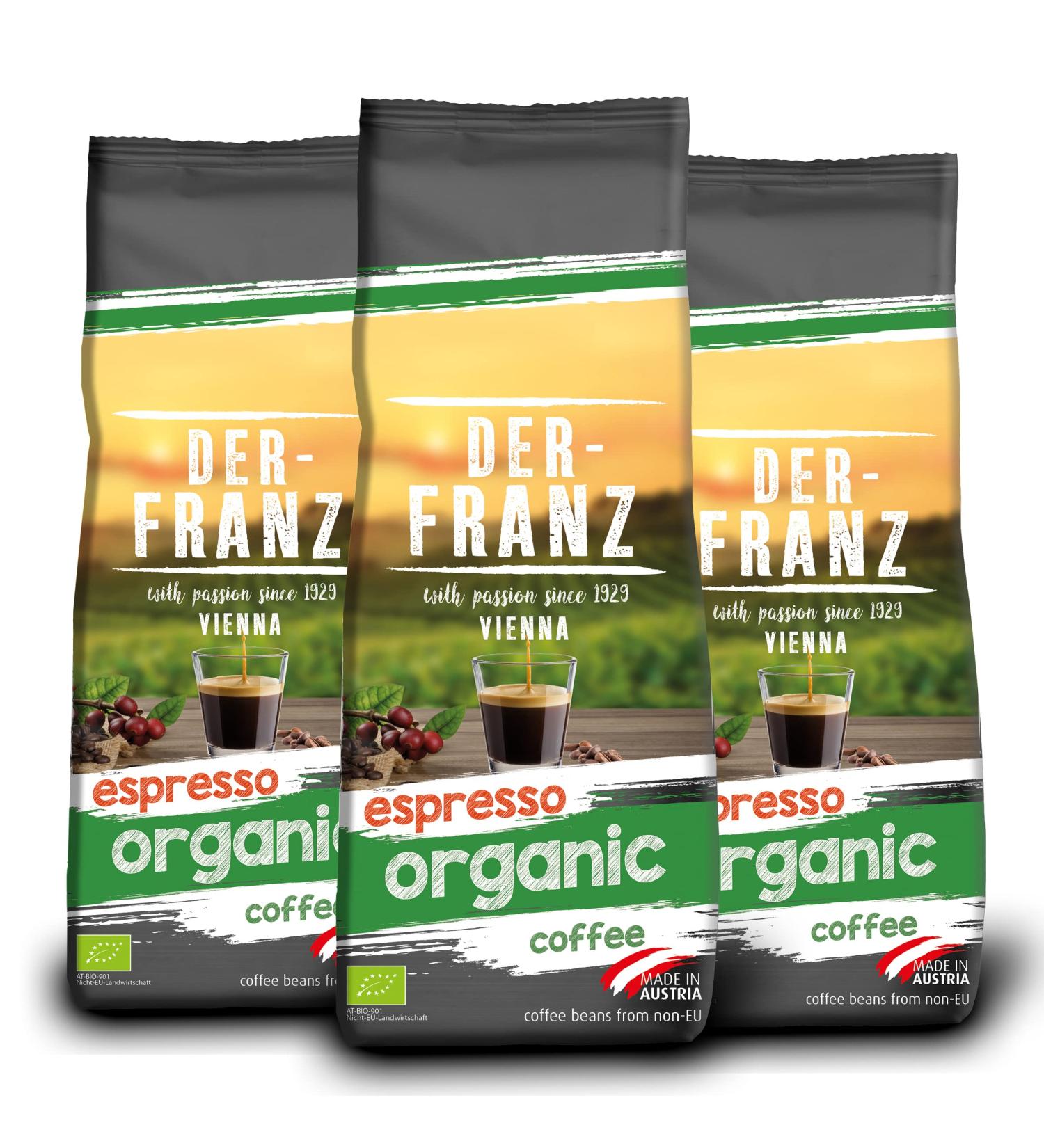 Buy Der-Franz Espresso Organic Coffee - Whole Bean 3x500g | Premium Quality Espresso for International Shipping - Buy Online on GoSupps.com