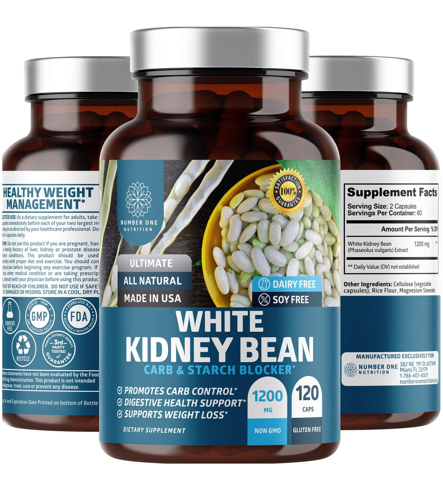 N1N Premium White Kidney Bean Extract 120 Caps - Max Strength for Carb Absorption, Digestion & Energy - Non GMO & Gluten Free - Buy Online on GoSupps.com