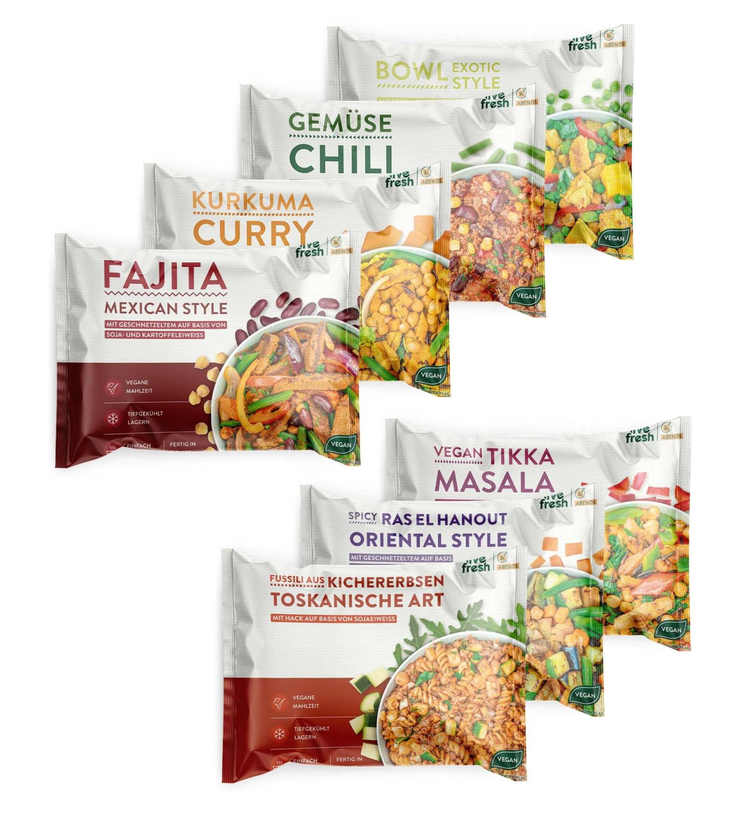 LiveFresh Vegan Bowls 21x400g - Low Carb High Protein | Quick 100% Vegan Meals for Every Day - Buy Online on GoSupps.com