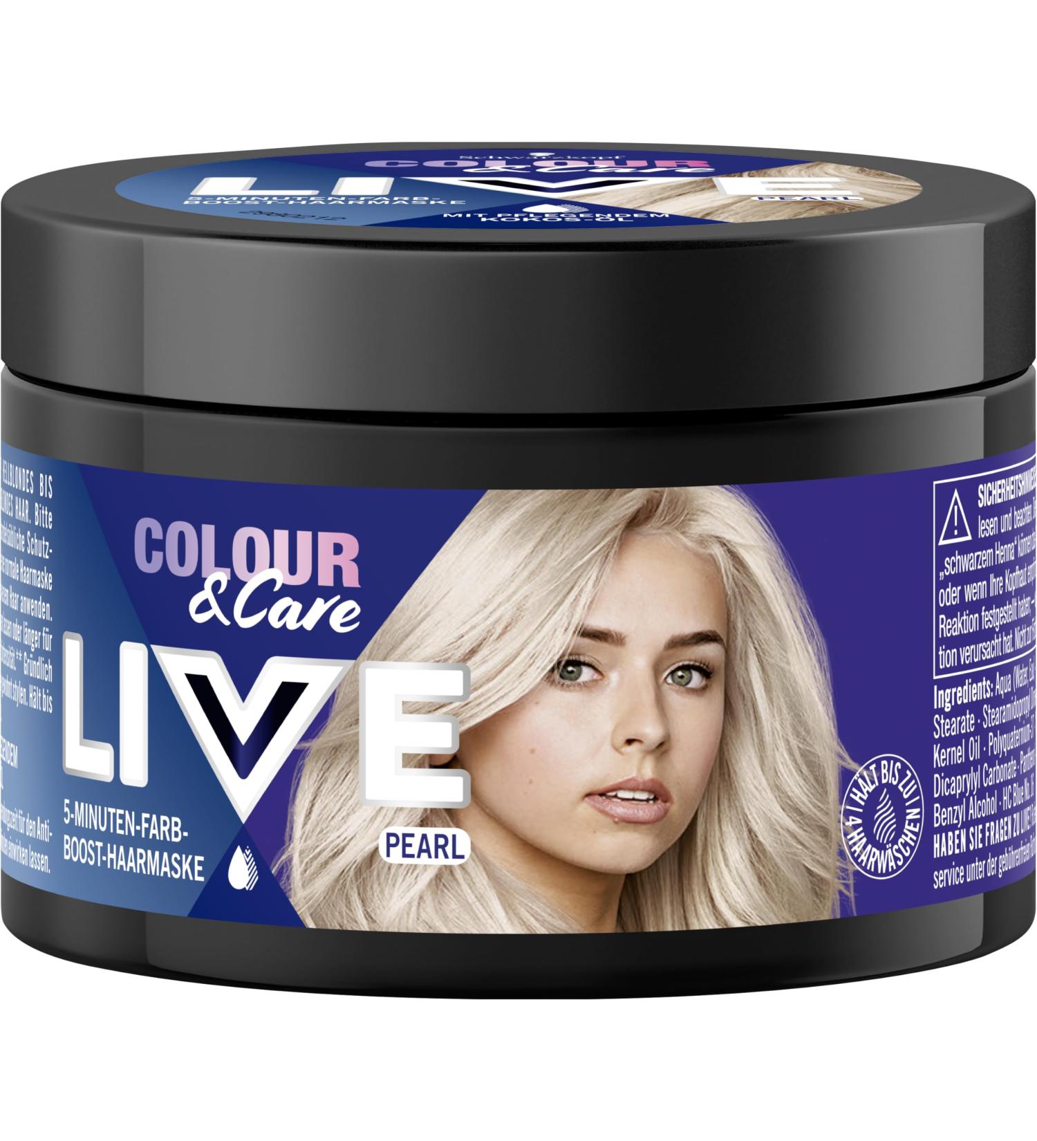  LIVE Schwarzkopf Live Colour & Care Pearl - Temporary Hair Mask - 150 ml - 5 minutes - For boosted colour and intensive care in just 5 minutes - Washable hair colour with oil - Buy Online on GoSupps.com
