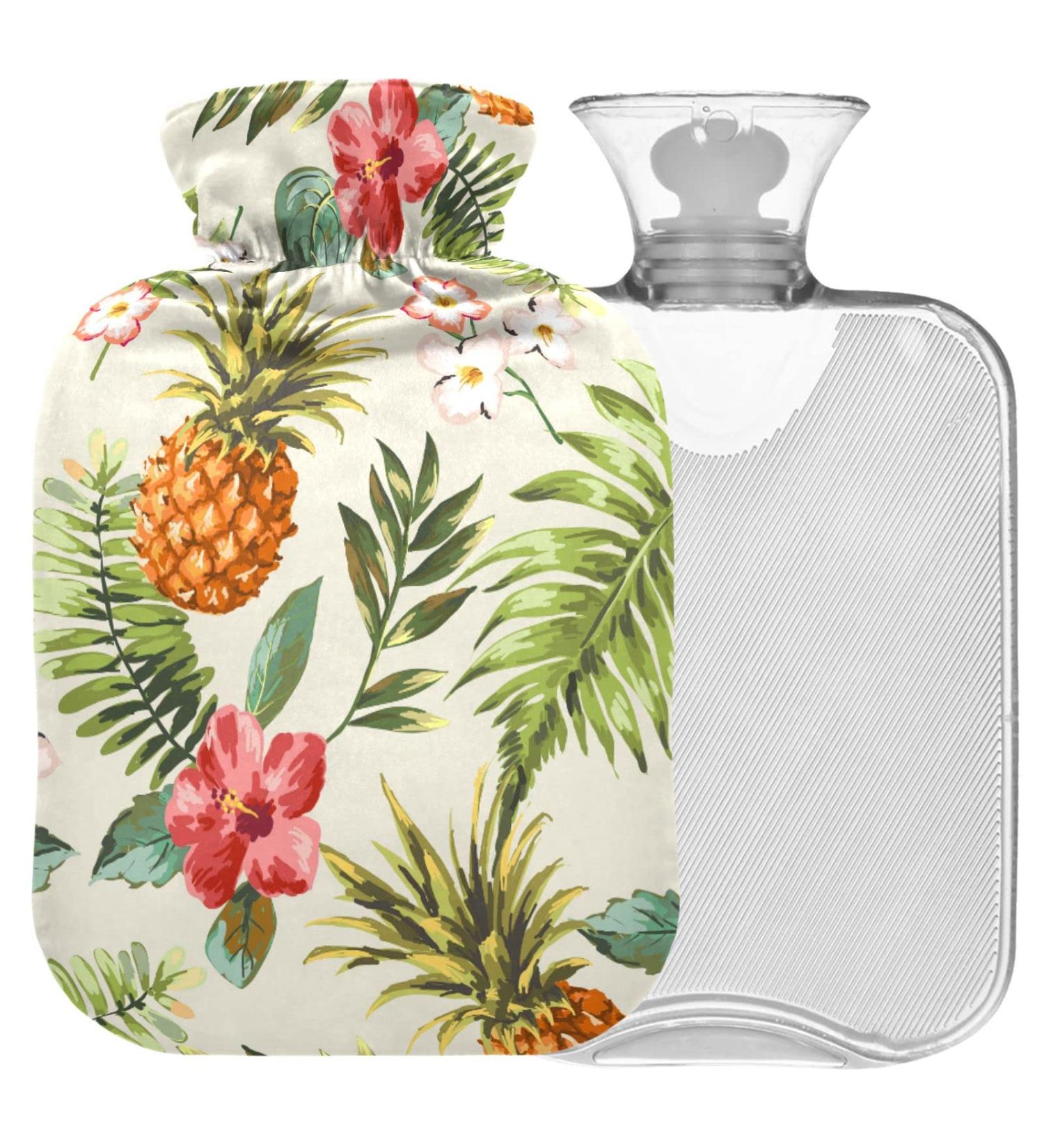 Buy Naanle Tropical Flower Pineapple 2L Hot Water Bottle - Transparent Heat & Cold Therapy for Pain Relief Bed & Foot Warmer - Buy Online on GoSupps.com
