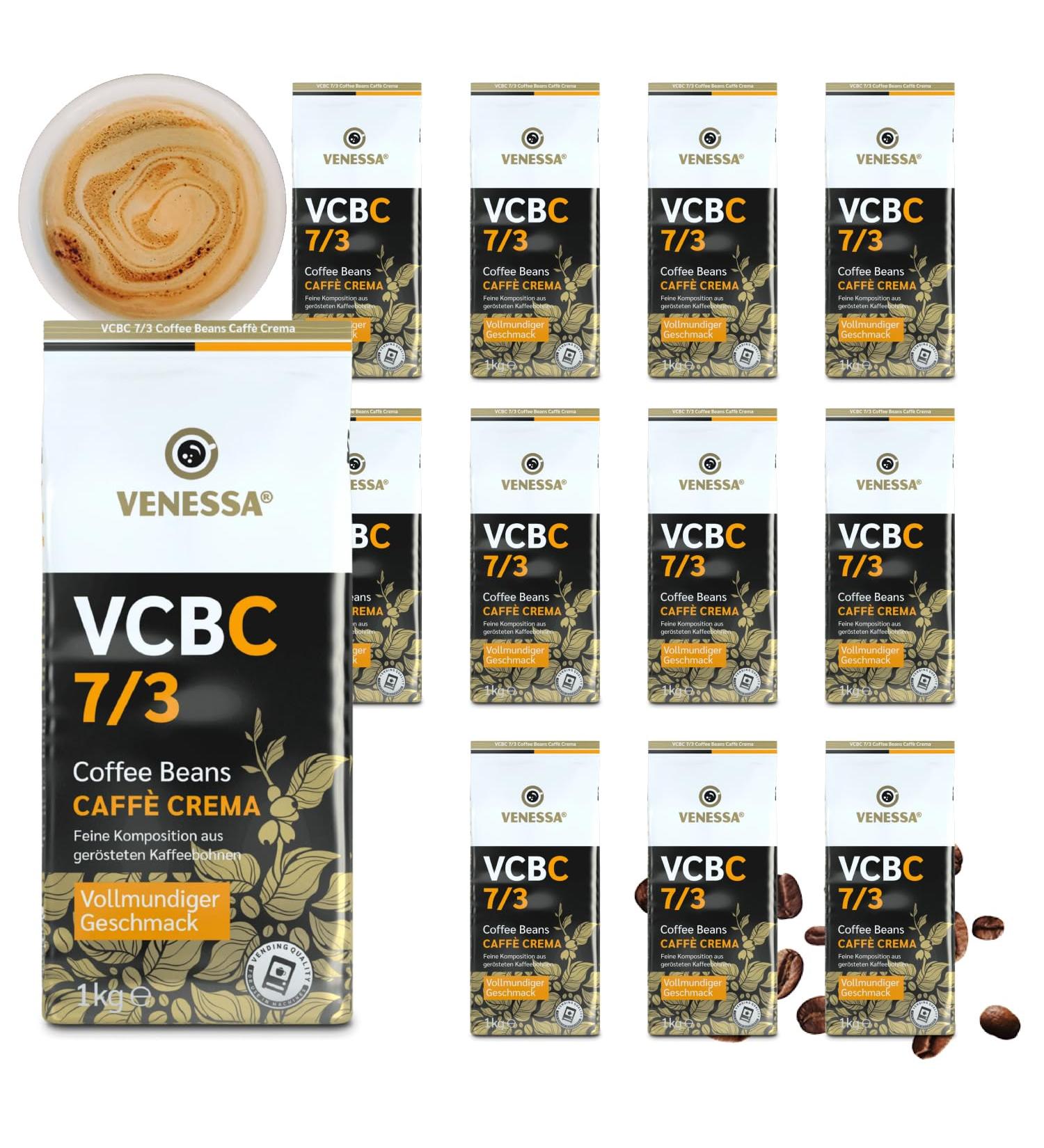 VENESSA Caff Crema VCBC 12 x 1 kg Packs of Whole Coffee Beans 7/3 Highly Creamy Vending Coffee Gentle Roasted 70% Arabica 30% Robusta - Buy Online on GoSupps.com