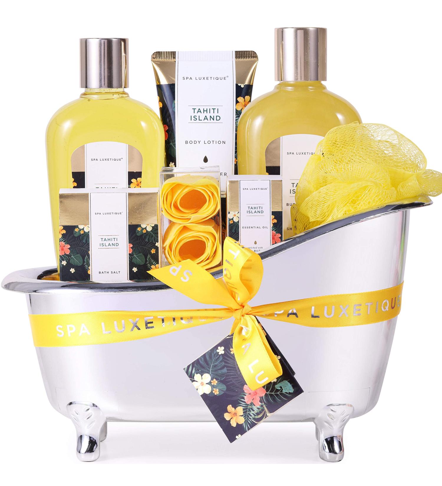 Luxetique Women's Spa Gift Set | 8PC Tahiti Island Bathing Set & Essentials | Perfect Pamper Gifts for Mom & Birthday Presents | Mother's Day Gift - Buy Online on GoSupps.com