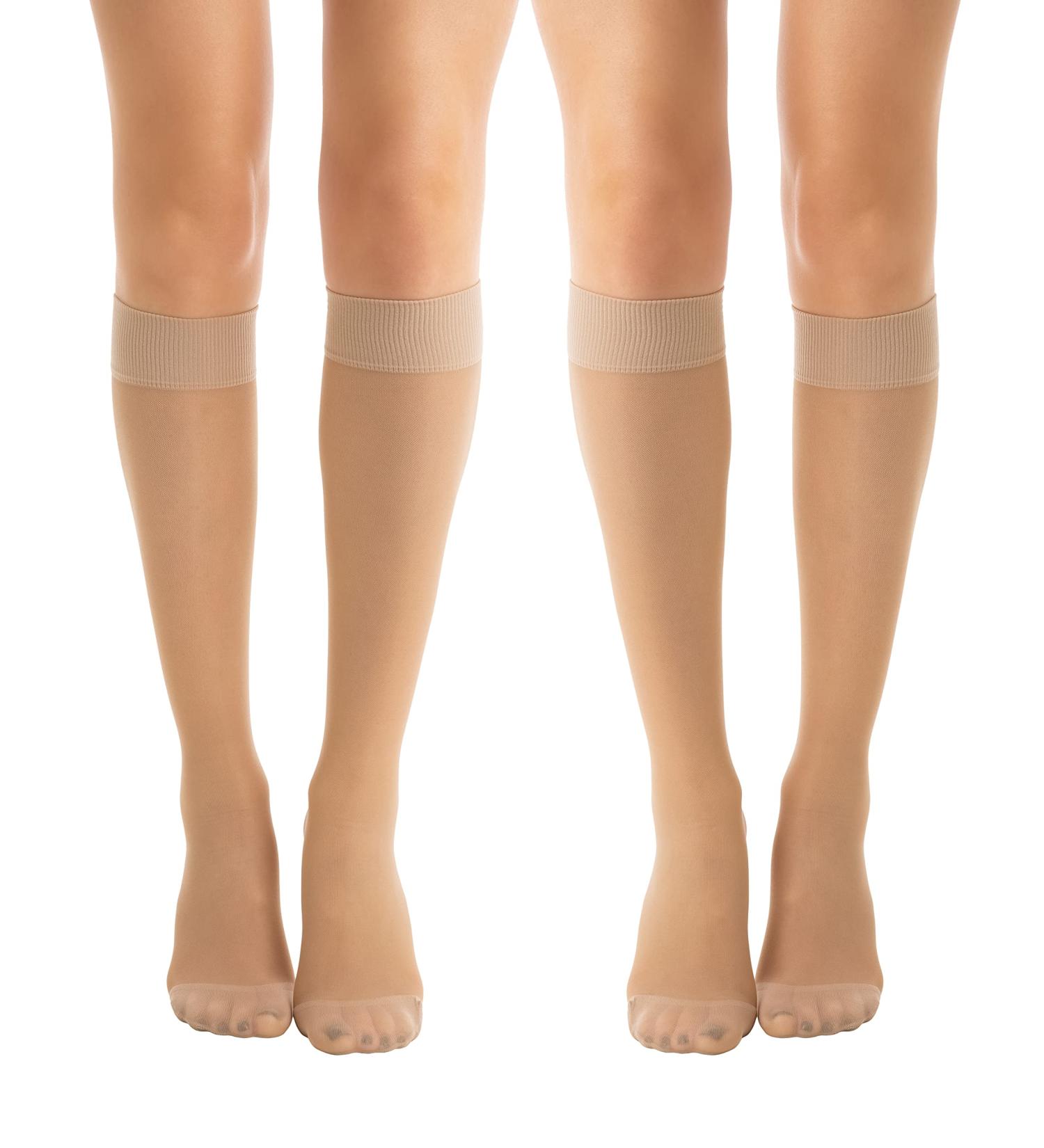 Relaxsan Basic 850P Knee Highs for Women - 22-27 mmHg Graduated Compression 140 Den Skin Color - 2 Pairs - Buy Online on GoSupps.com