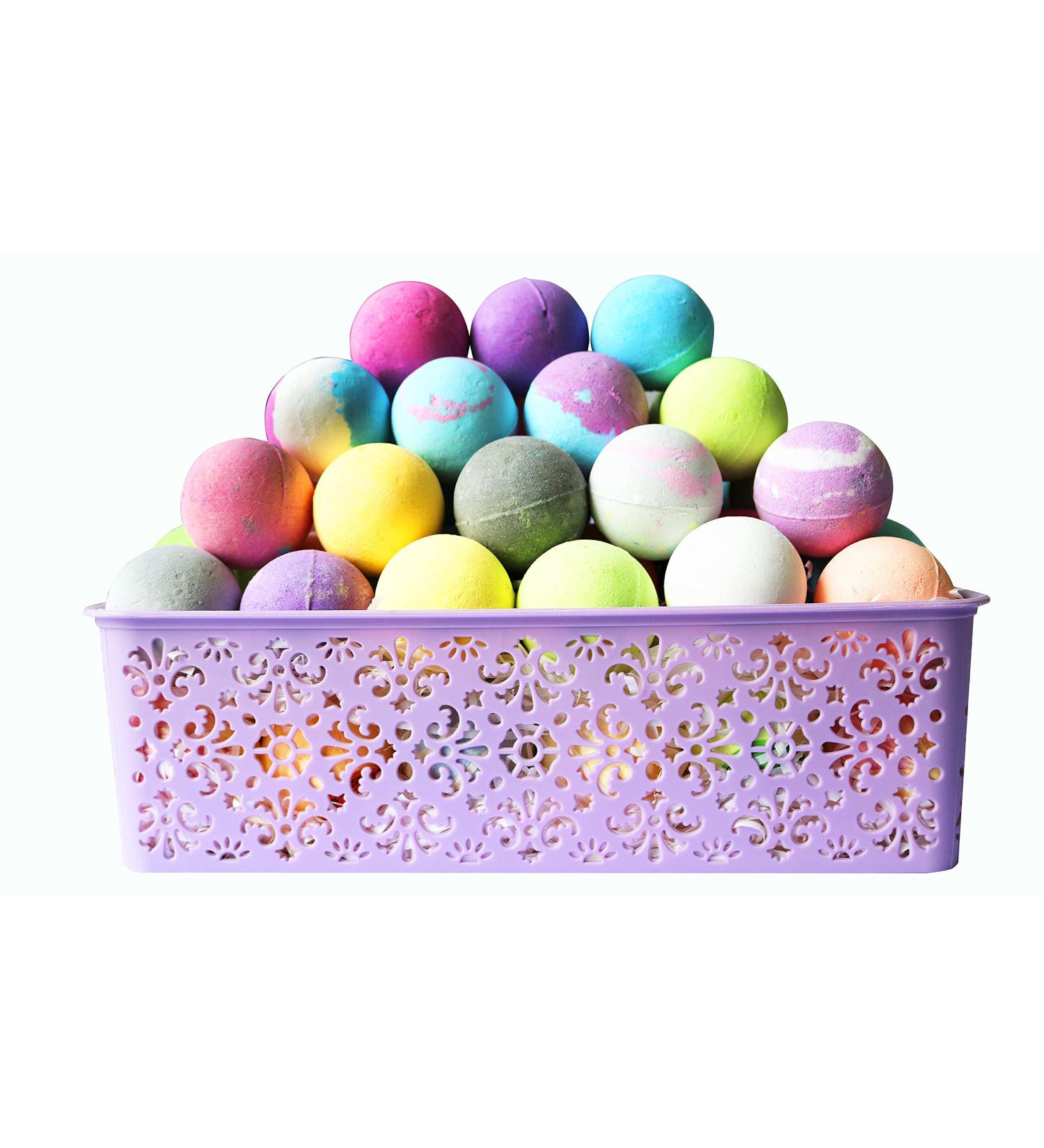 Purelis 40-Count Moisturizing Bath Bombs Gift Basket with Essential Oils & Shea Butter - Organic, Individually Wrapped Bath Bombs in Gift Box - Perfect Gift for Women & Kids - Buy Online on GoSupps.com