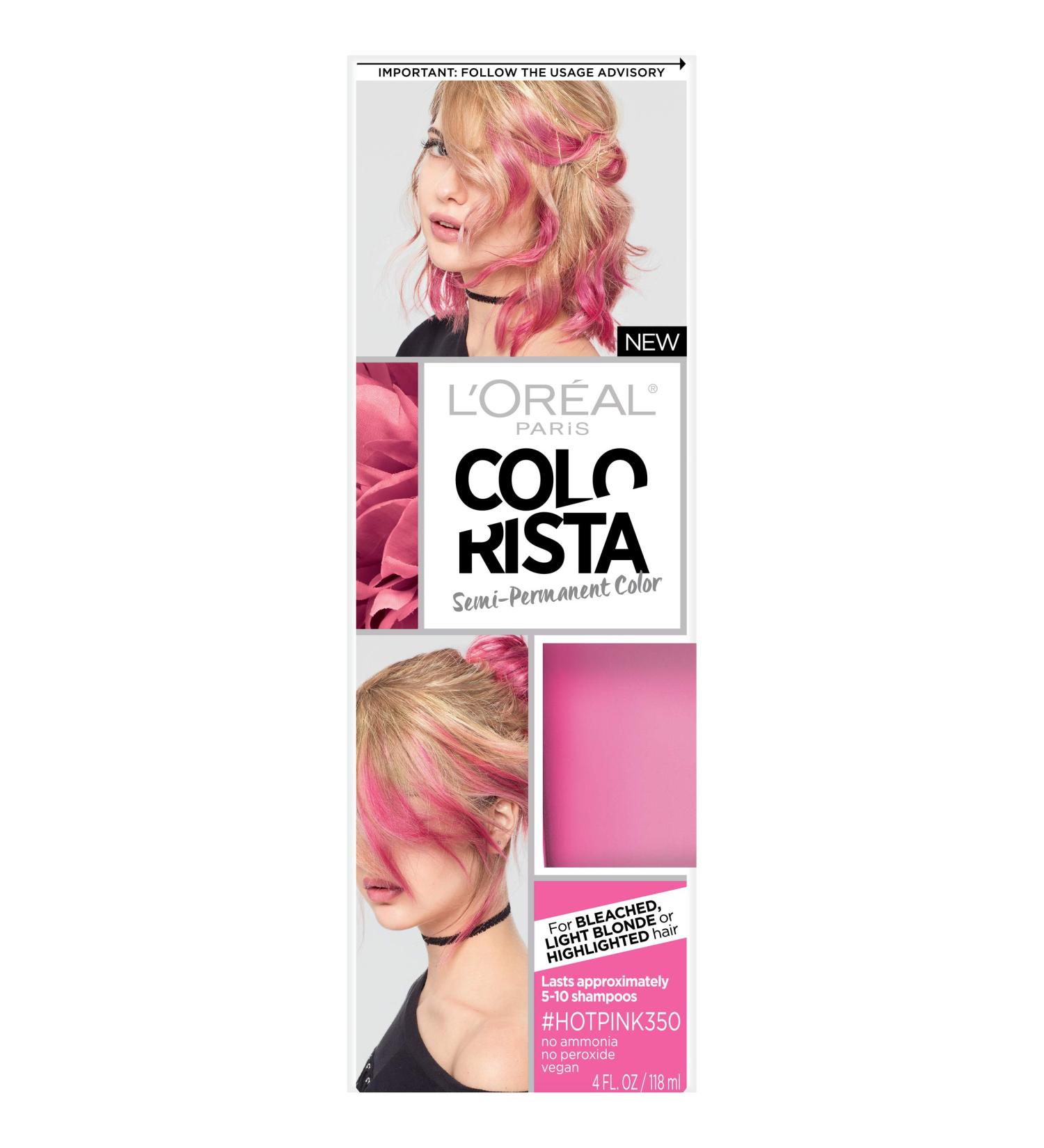 L'Oreal Paris Colorista Hot Pink Semi-Permanent Hair Color for Light Blonde or Bleached Hair - Buy Online on GoSupps.com