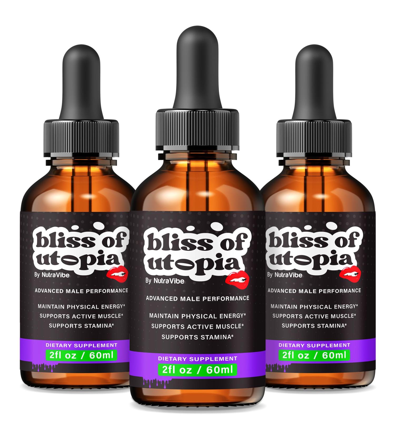 (3 Pack) Bliss of Utopia Drops Original Liquid Formula with a Premium Natural Blend to Help Support Daily Energy & Everyday Performance | Just a Few Easy Drops to Keep You Going (90 Servings) - Buy Online on GoSupps.com