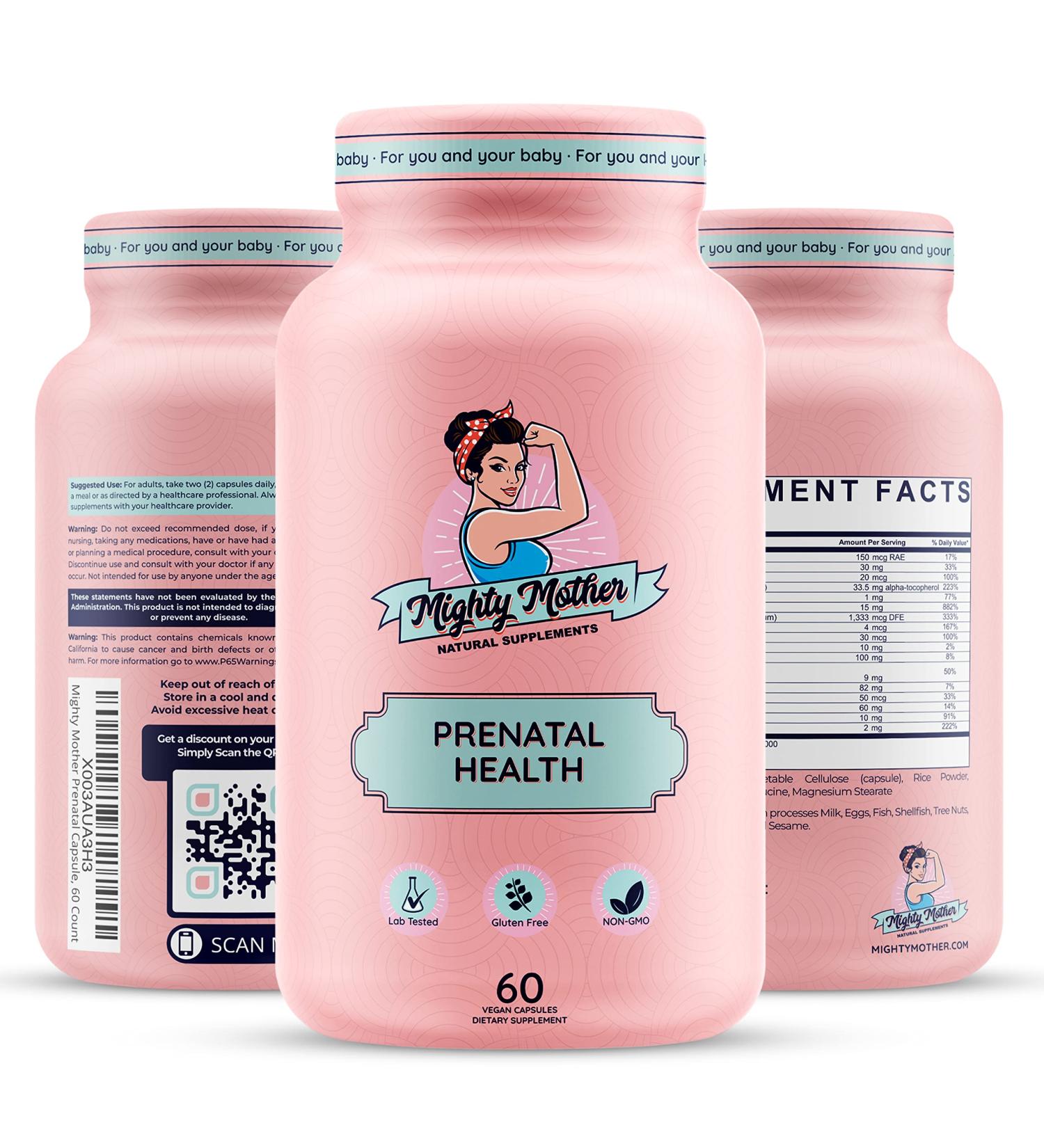 Mighty Mother Conception Fertility Prenatal Vitamins - 60 Capsules | With Iron, Folic Acid, Zinc, Biotin, Vitamin C, D, & B Complex | Pre & Post-Natal Multivitamins for Healthy Pregnancy - Buy Online on GoSupps.com