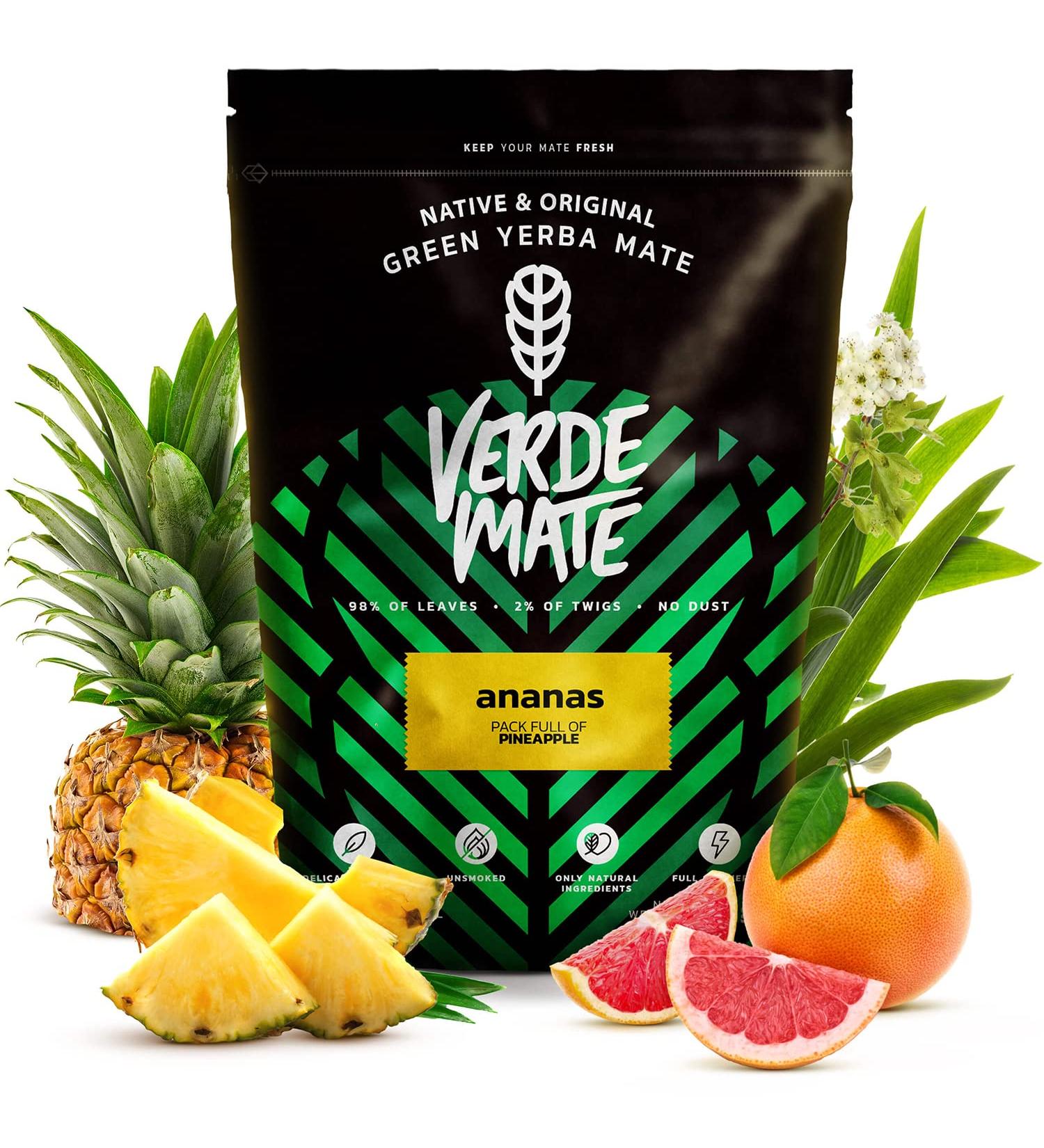 Verde Mate Green Ananas 500g - Delicious Fruit Yerba Mate with 100% Natural Ingredients | Brazilian Yerba Mate Tea High in Caffeine | Stimulating and Energizing Blend - Buy Online on GoSupps.com