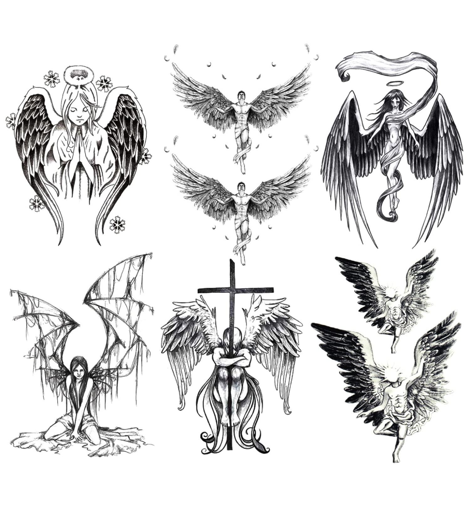 Kotbs Angel Wings Large Temporary Tattoos - 6 Sheets | Realistic Fake Tattoo for Men and Women | Long Lasting and Waterproof - Buy Online on GoSupps.com