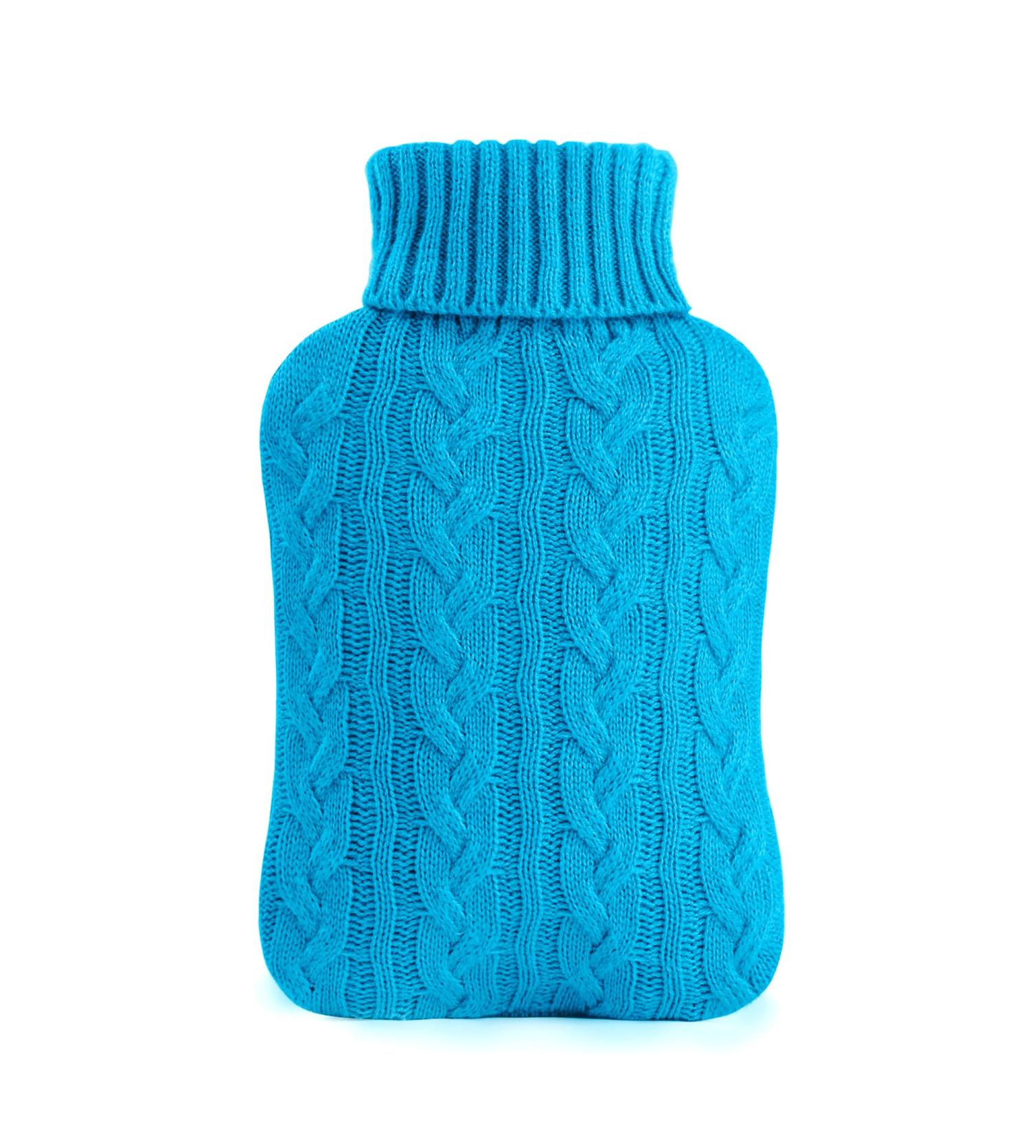 Samply 2L Hot Water Bottle with Knitted Cover - Hot/Cold Compress for Pain Relief - Cobalt Blue/Sapphire Blue - Buy Online on GoSupps.com