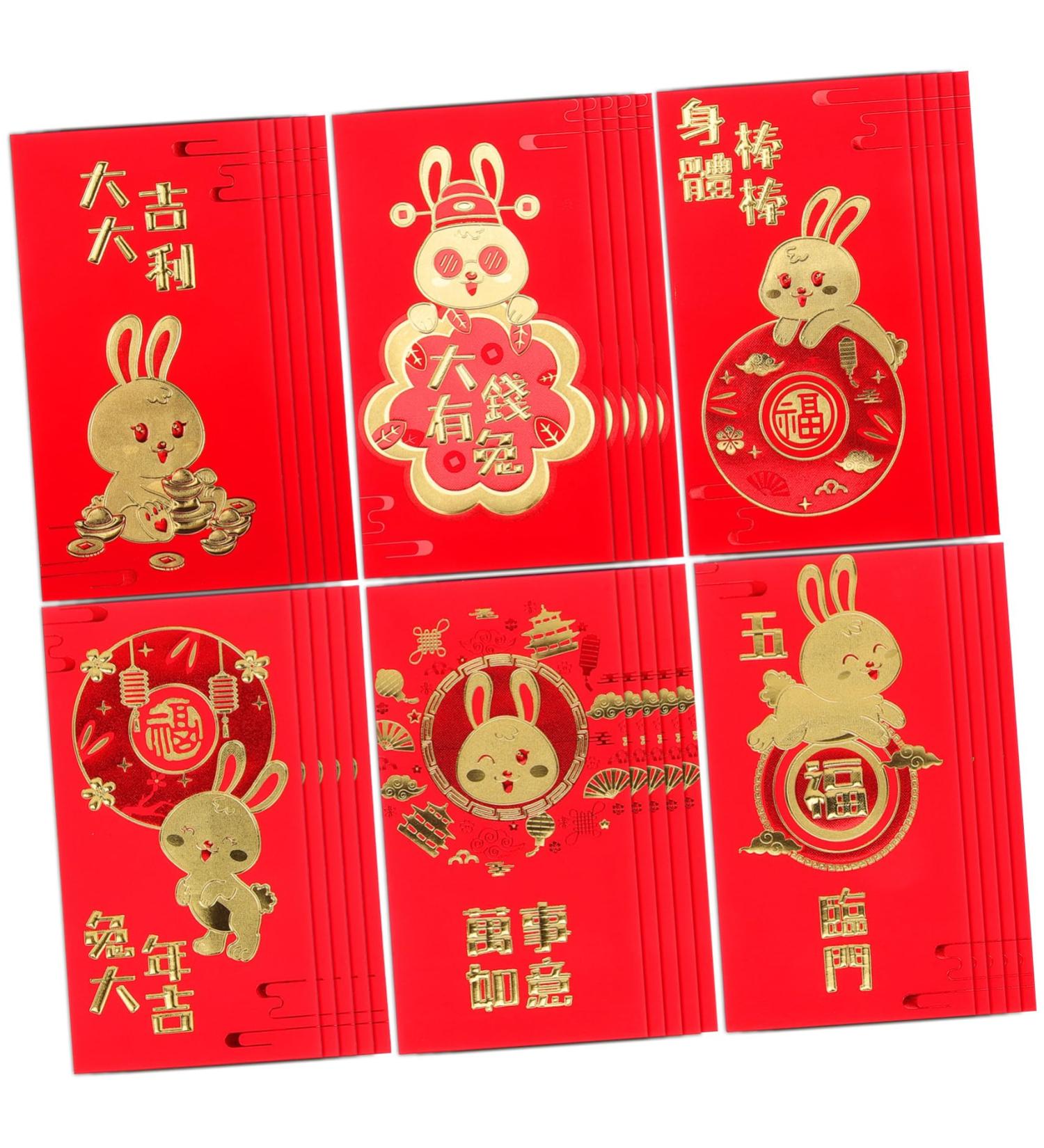 CAXUSD 30pcs Rabbit Year New Year Red Envelope New Year Red Envelopes Chinese Hong Bao Hong Bao for Kids Lai See Asian Decor Traditional Money Packets Lunar Calendar Child Paper Wallet As Shown 17x9cm - Buy Online on GoSupps.com
