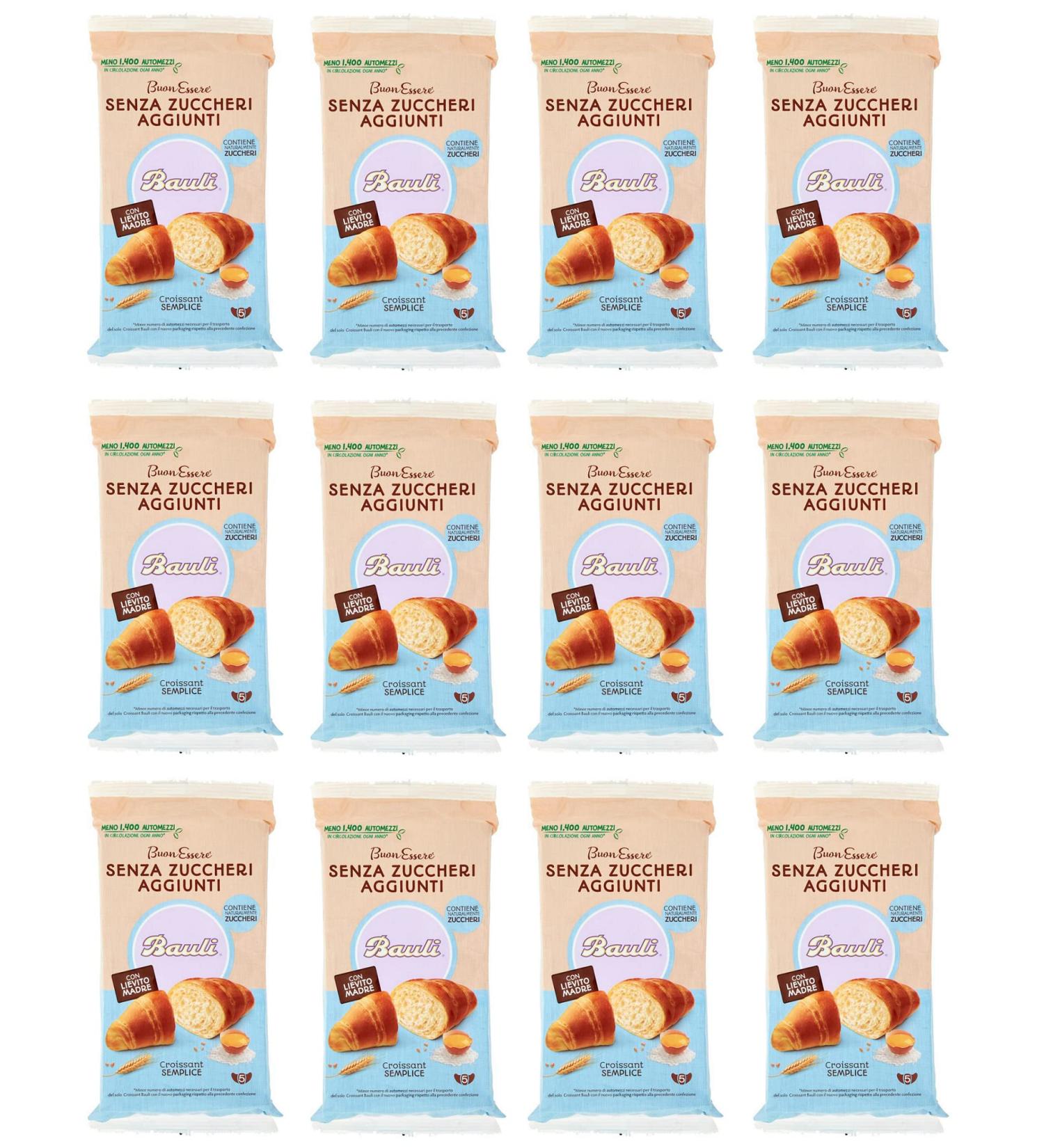  Bauli Bauli Cornetti Croissant Semplice Senza Succheri Aggiunti con Lievito Madre Croissant No added sugar with leaven Lot of 185 g each package contains 5 croissants of 37 g - Buy Online on GoSupps.com