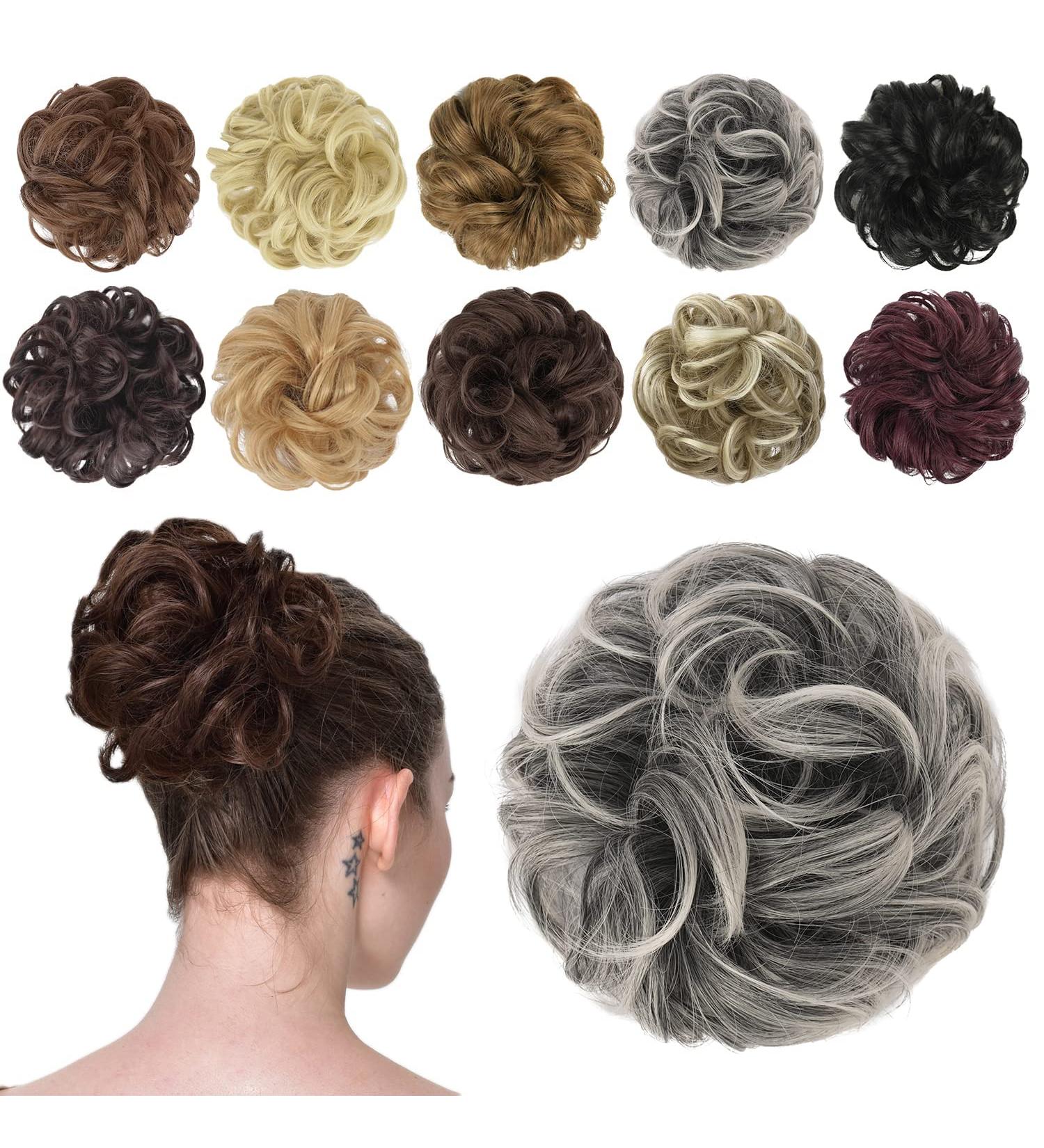 Fine Hair Part with Rubber Band | Synthetic Hair Extensions & Ponytail Tubes for Women & Girls - Gray & White Tips | 38g 1B/171T60 - Buy Online on GoSupps.com