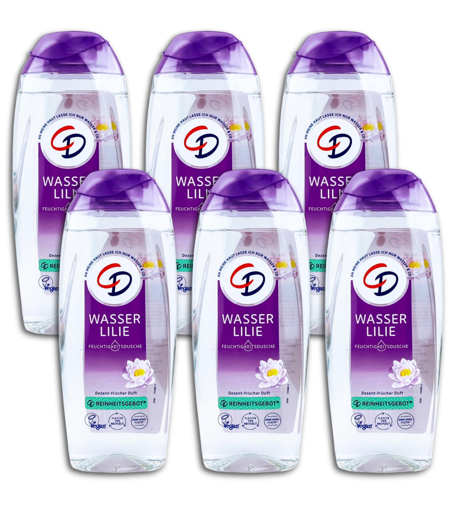 CD Set of 6 moisturizing water lily shower gels 6 x 250 ml