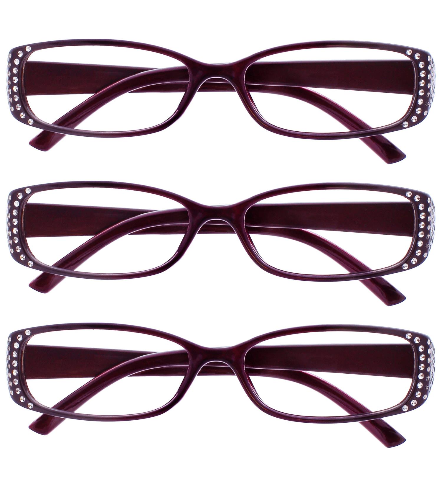 Designer Black & Purple Diamond Reading Glasses - UVR3093P - 3-Pack +2.00 Diopter - Stylish & Affordable eCommerce Shipping Worldwide - Buy Online on GoSupps.com