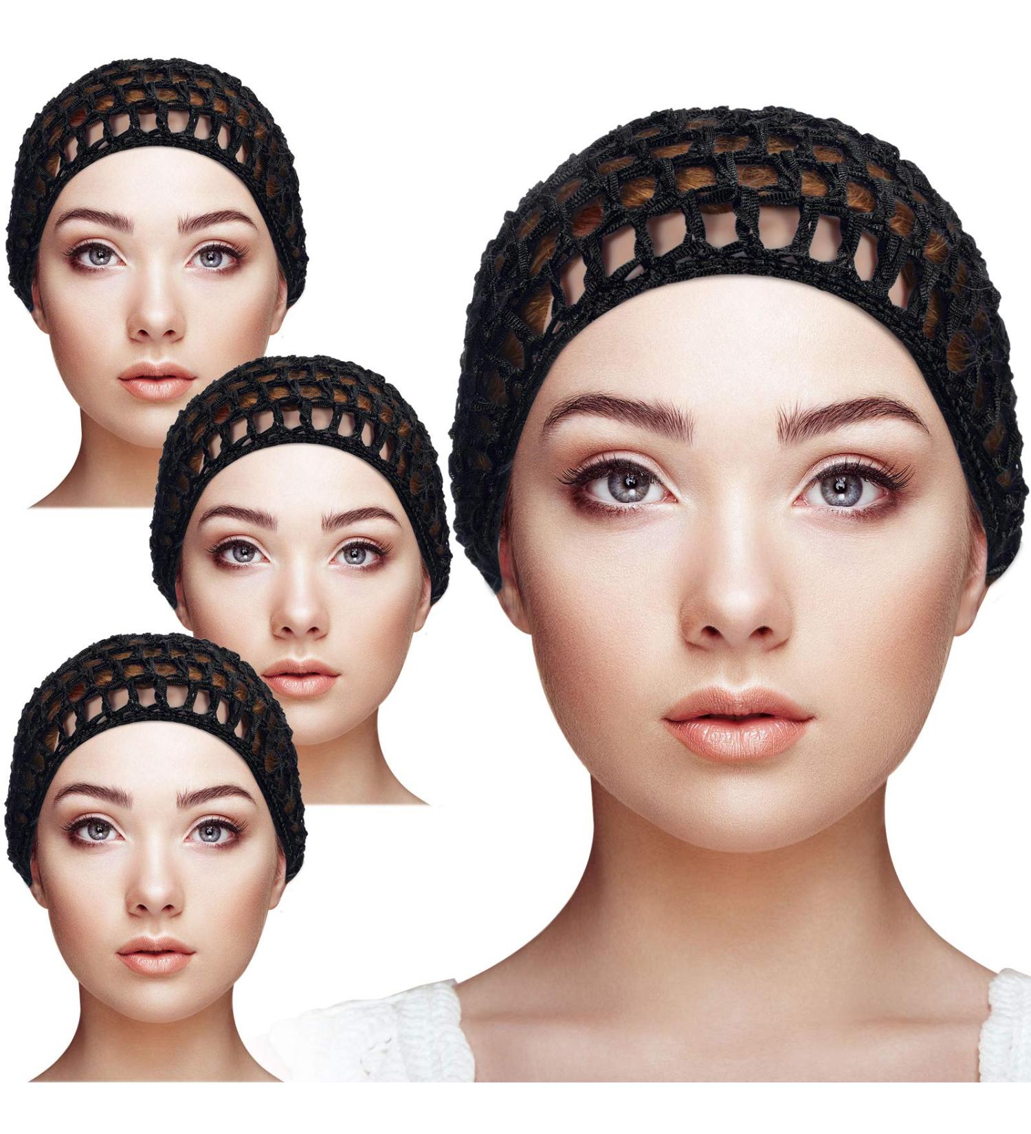 Geyoga 4-Piece Mesh Crochet Hair Net Snood Hat for Women - Black | Sleep Hair Cover - Buy Online on GoSupps.com