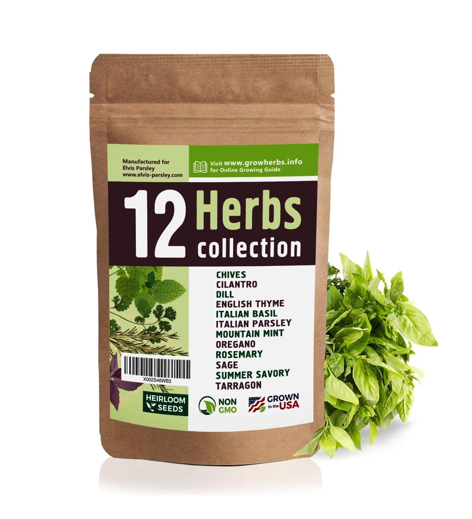 12 Culinary Herb Seeds Variety - USA Grown for Indoor and Outdoor Gardens | Heirloom and Non-GMO Seeds Including Basil, Parsley, Cilantro, Mint, Chives, Thyme, Oregano, Tarragon, Dill, Rosemary, Sage & More - Buy Online on GoSupps.com