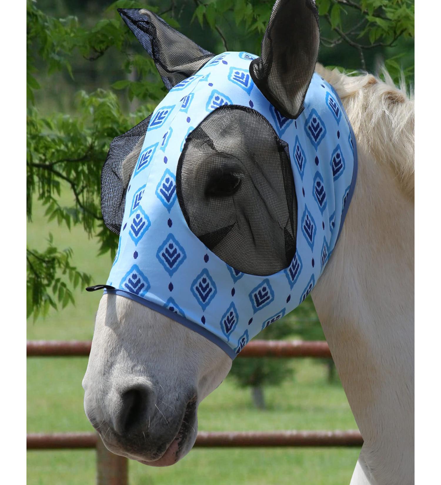 Harrison Howard Fly Mask for Horses - XL Extra-Full Comfortable & UV Protection Light Blue (Nature Aztec) - Best ECommerce Shipping Worldwide - Buy Online on GoSupps.com