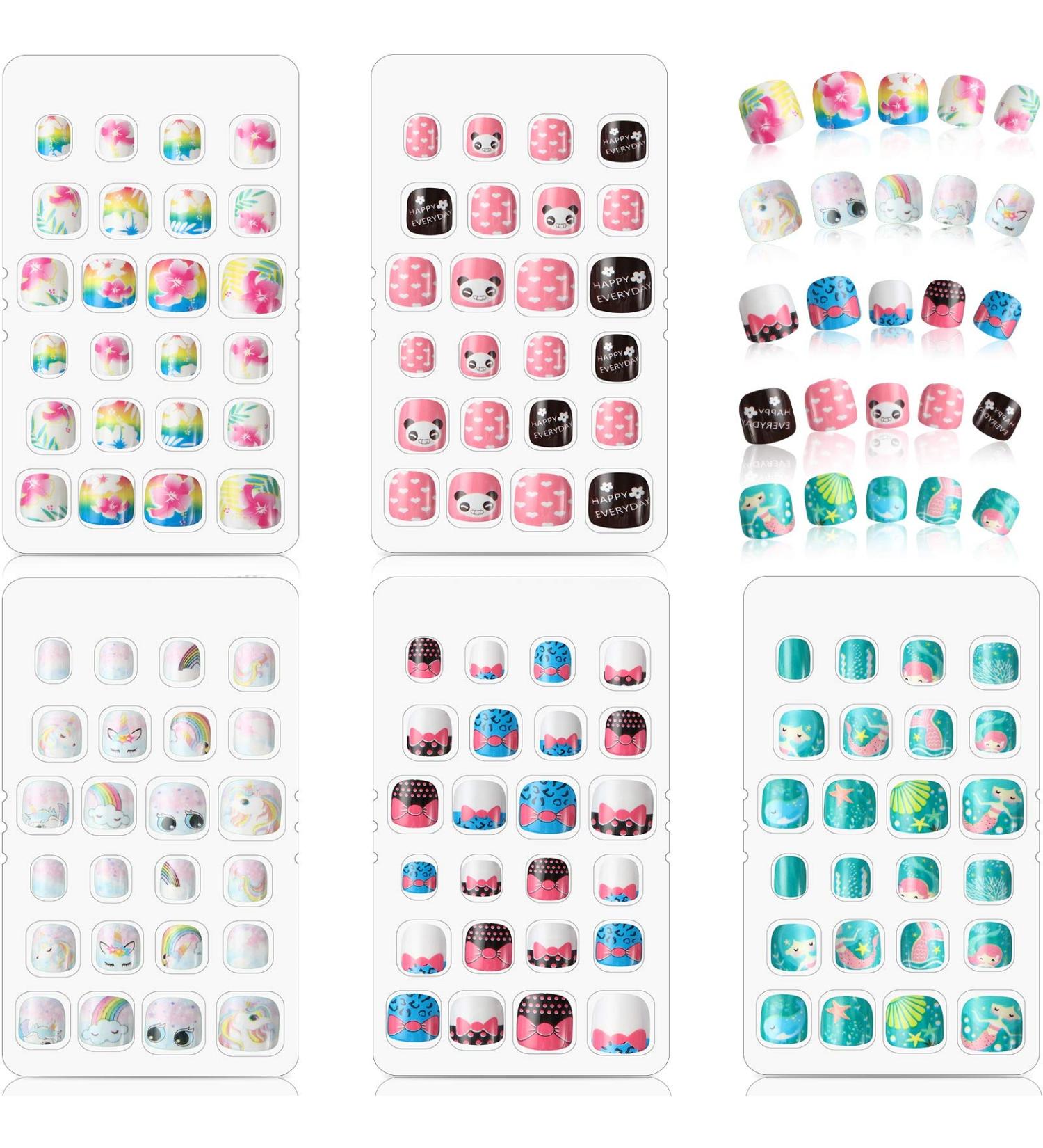 120 Pieces Kids Fake Nails - Full Cover Artificial Nail Tips for Girls - Short Press-On Nail Art Decoration - Buy Online on GoSupps.com
