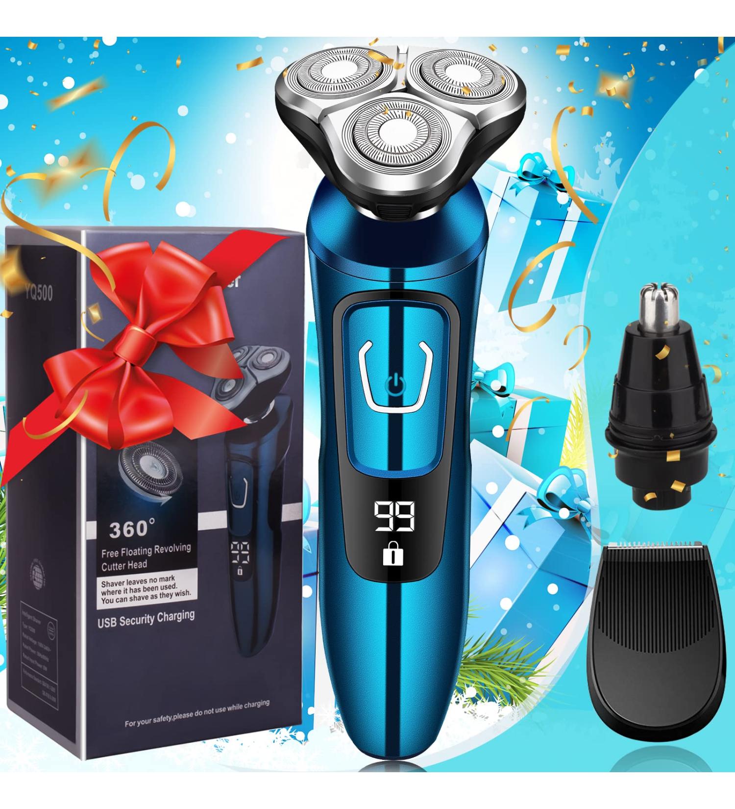 Buy Premium Cordless Electric Razor for Men | Waterproof 3D Rotary Shaver - Perfect Gifts for Husband Dad & Boyfriend - Buy Online on GoSupps.com