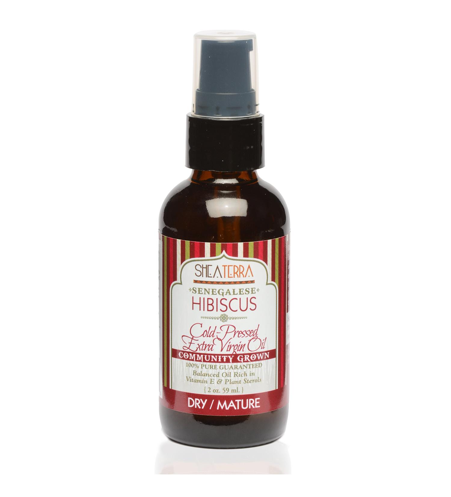 Shea Terra Organics Senegalese Hibiscus Cold Pressed Extra Virgin Oil - Anti-Aging Hair Conditioner & Vitamin E for Dry/Mature Skin - 2 oz - Buy Online on GoSupps.com