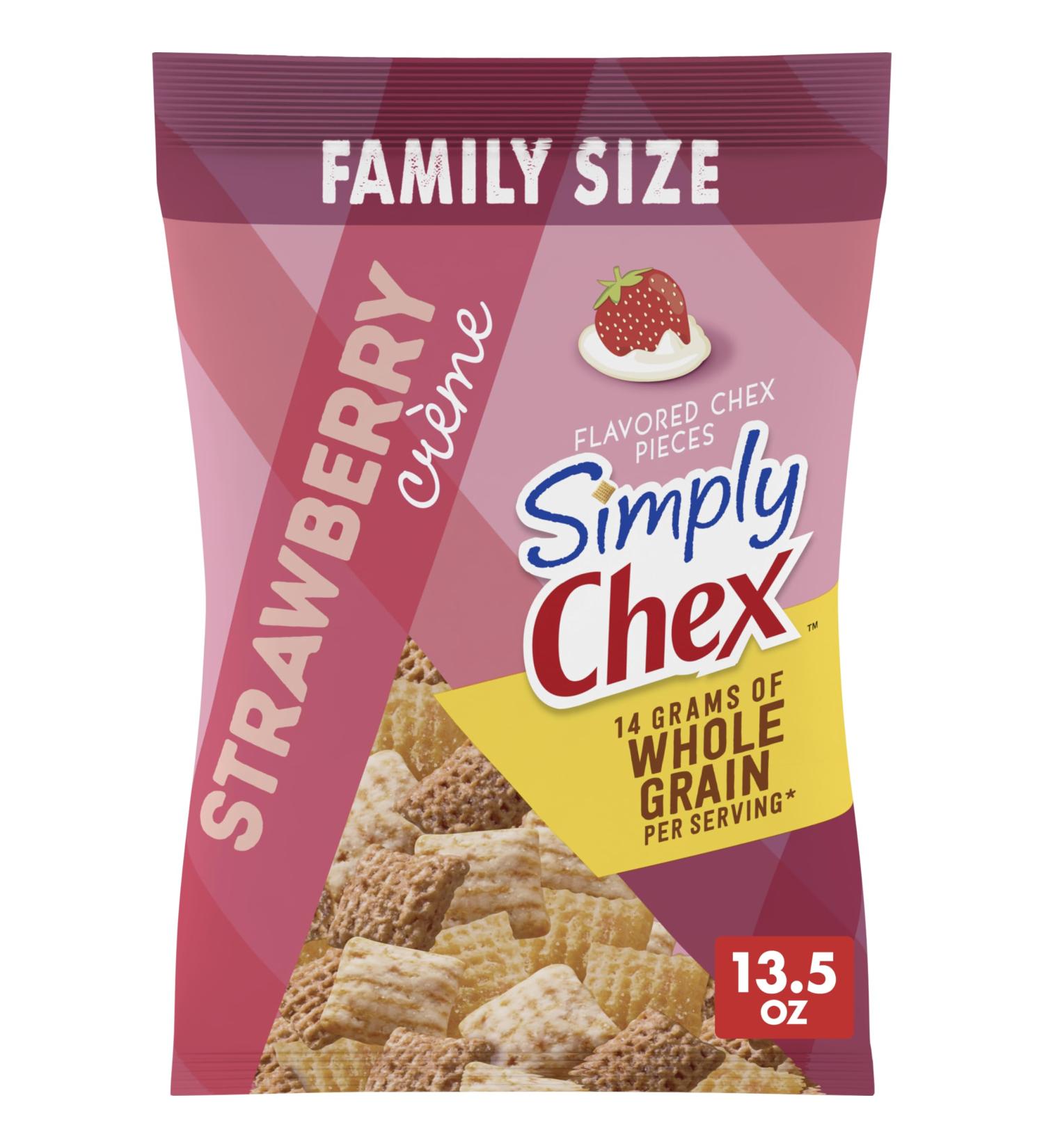 Buy Simply Chex Strawberry Cr me Snack Mix Family Size - 13.5 OZ | Delicious International Shipping - Buy Online on GoSupps.com