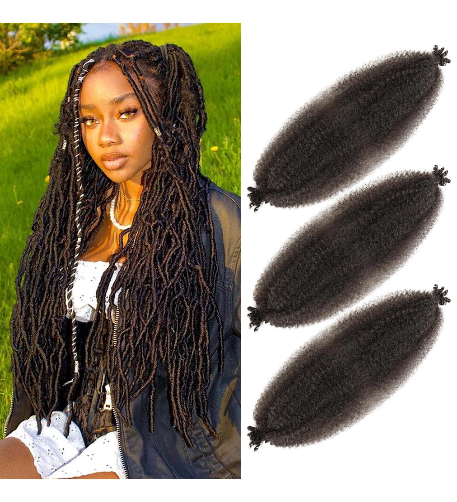 LPARMJIT 24 Inch Springy Afro Twist Hair - Kinky Marley Twist Braids Soft Butterfly Locs Pre-Fluffed Extensions (Pack of 3) - International Shipping Available - Buy Online on GoSupps.com