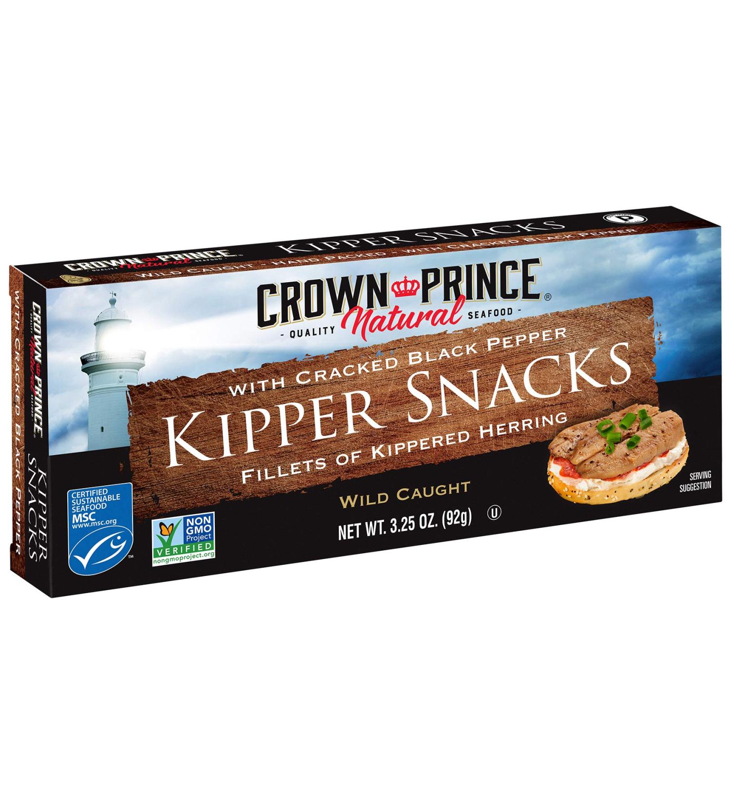 Crown Prince Natural Kipper Snacks with Black Pepper - 3.25 oz | Healthy Seafood Snack - Buy Online on GoSupps.com
