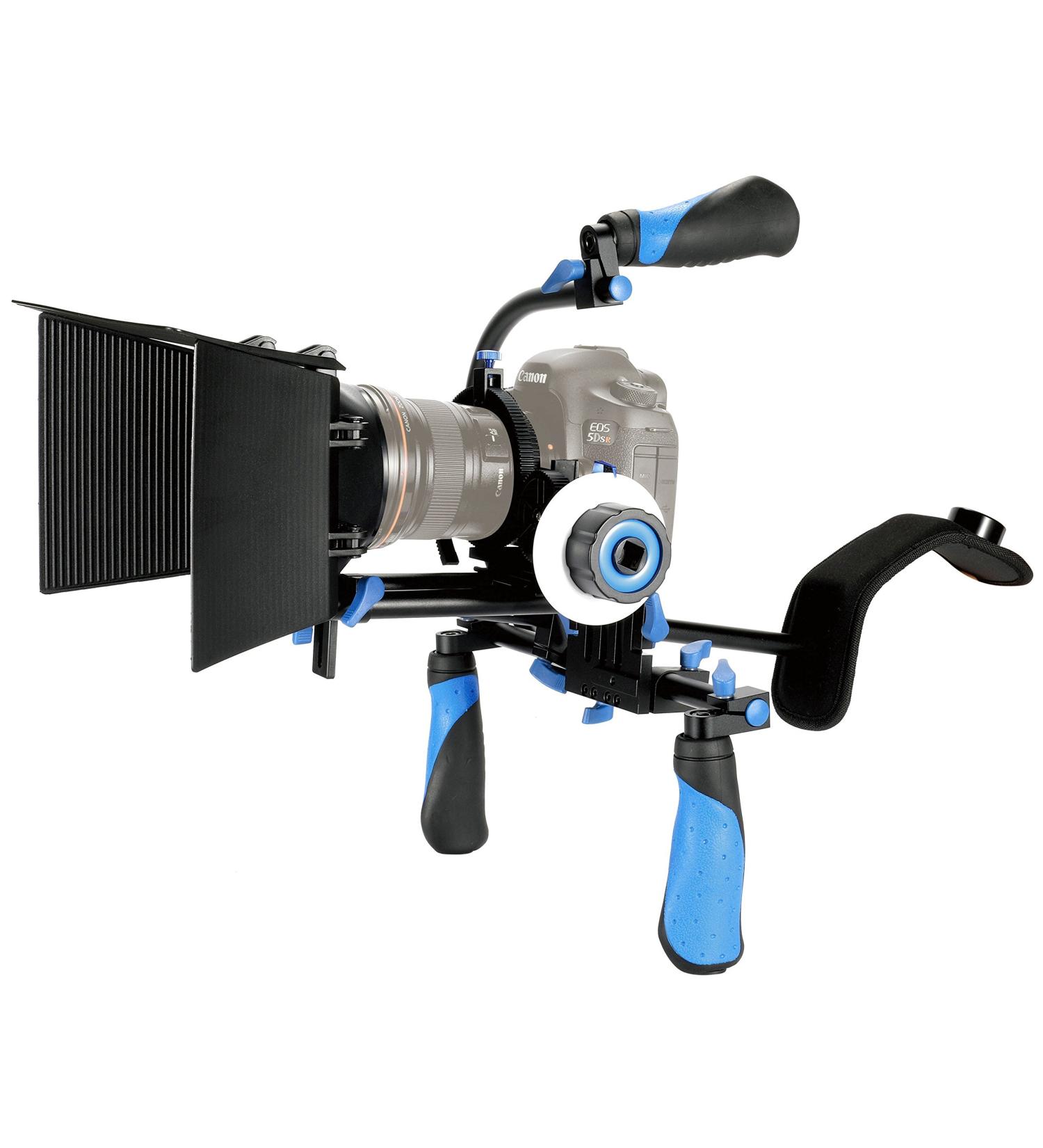 MARSRE DSLR Shoulder Rig Film Making Kit with Follow Focus, Matte Box, C-Shape Mounting Bracket and Top Handle for DSLR Video Cameras and DV Camcorders - Buy Online on GoSupps.com