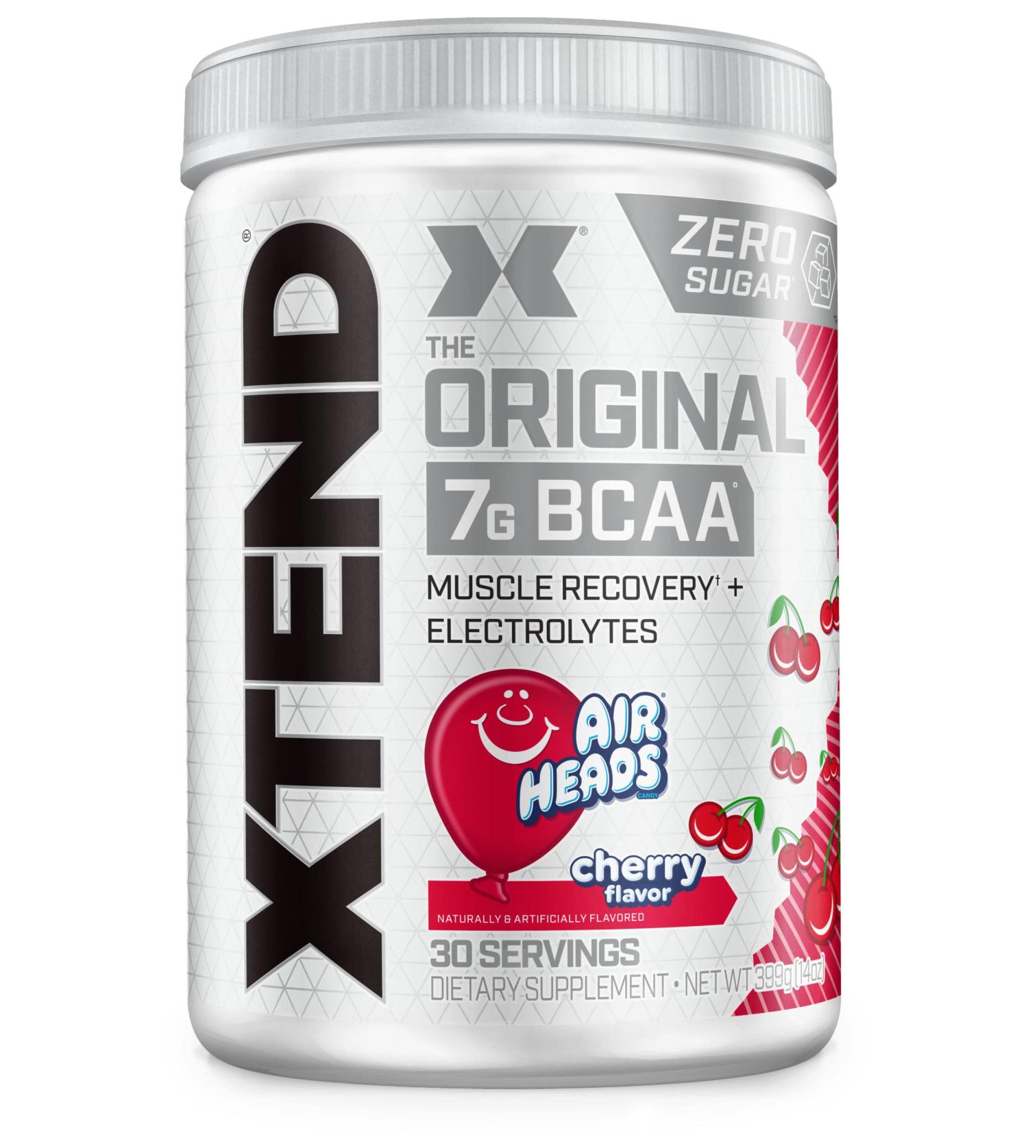 XTEND Original BCAA Powder Airheads Cherry - Zero Carb & Sugar Post Workout Recovery Drink | 7g BCAAs for Men & Women | 30 Servings - Buy Online on GoSupps.com