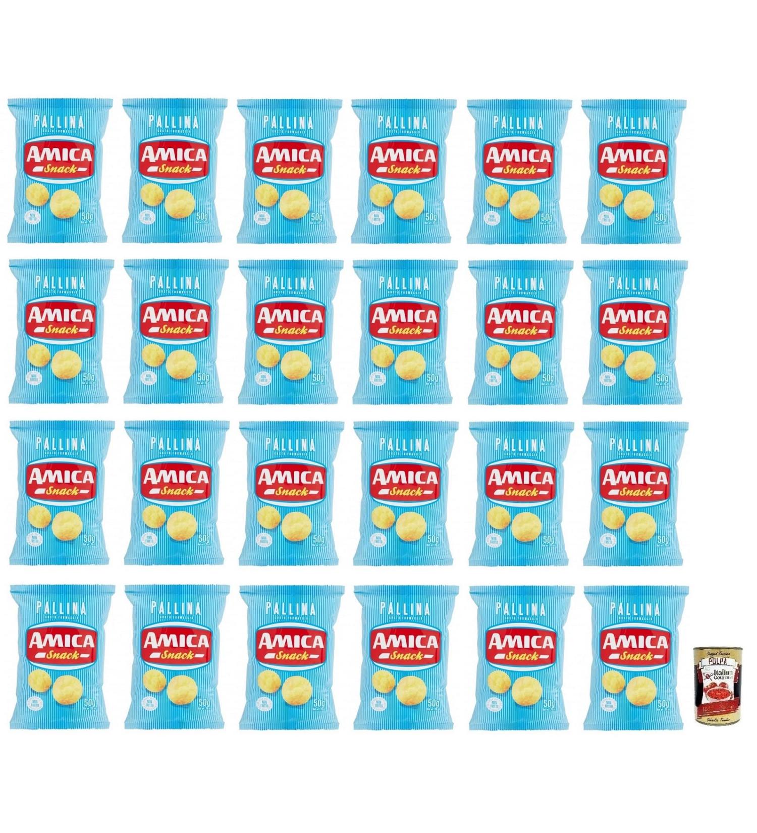  Italian Gourmet E.R. Amica Chips Pallina al Formaggio Pack of 24 cheese-flavored corn snacks 50g bag + Italian Gourmet Polpa di Pomodoro 400g box - Buy Online on GoSupps.com
