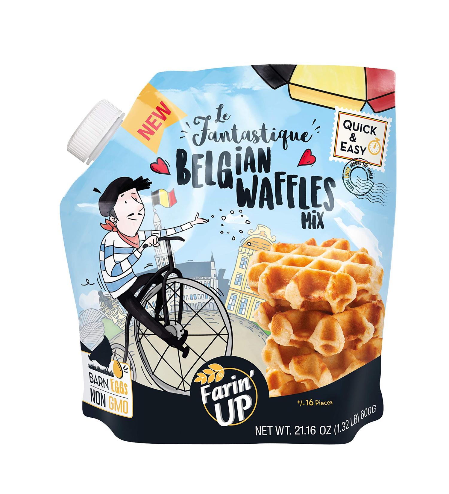 Le Fantastique Belgian Waffle Mix With Sugar Pearl. By FarinâUP  Non-GMO  just add milk & butter - 21.16 oz  Makes 16 Waffles - Buy Online on GoSupps.com