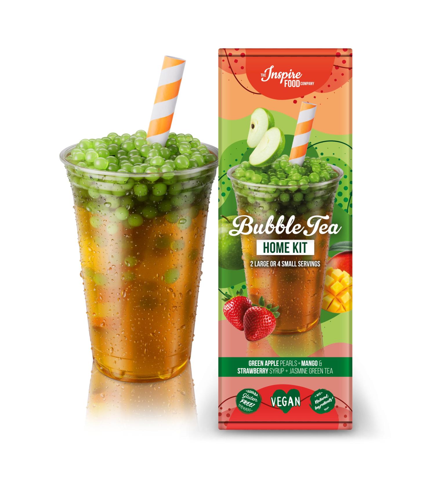 Buy Inspire Food Bubble Tea Set - Green Apple Boba Strawberry & Mango Syrup | 100% Vegan Gluten-Free No Artificial Dyes - International Shipping Available - Buy Online on GoSupps.com