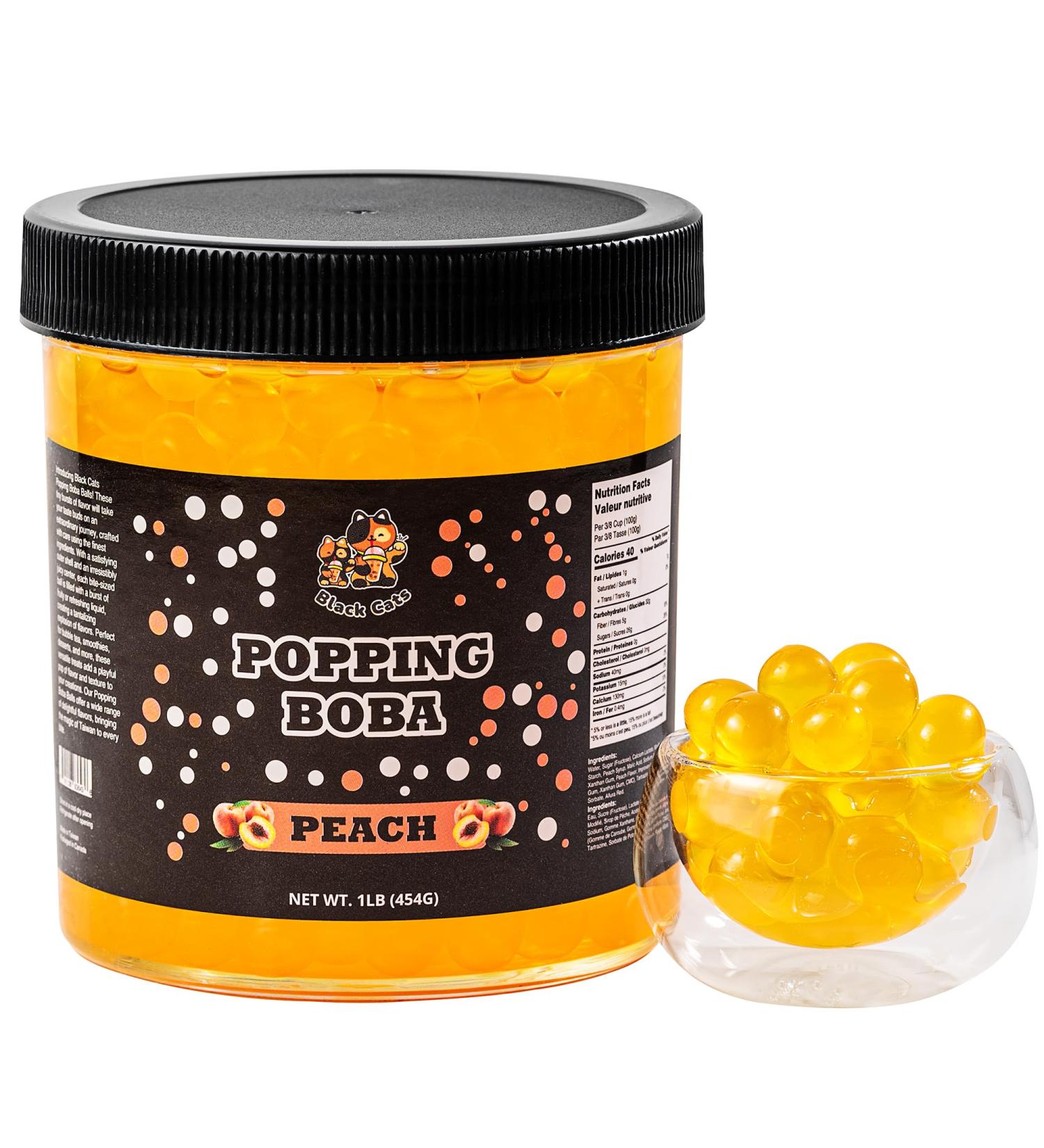 Popping Boba Pearls | Peach Flavor | 1LB (454g) | Bursting Tea Balls for Drinks Desserts Smoothies and Snack Toppings | Bubble Tea Tapioca Pearl Mix - Buy Online on GoSupps.com