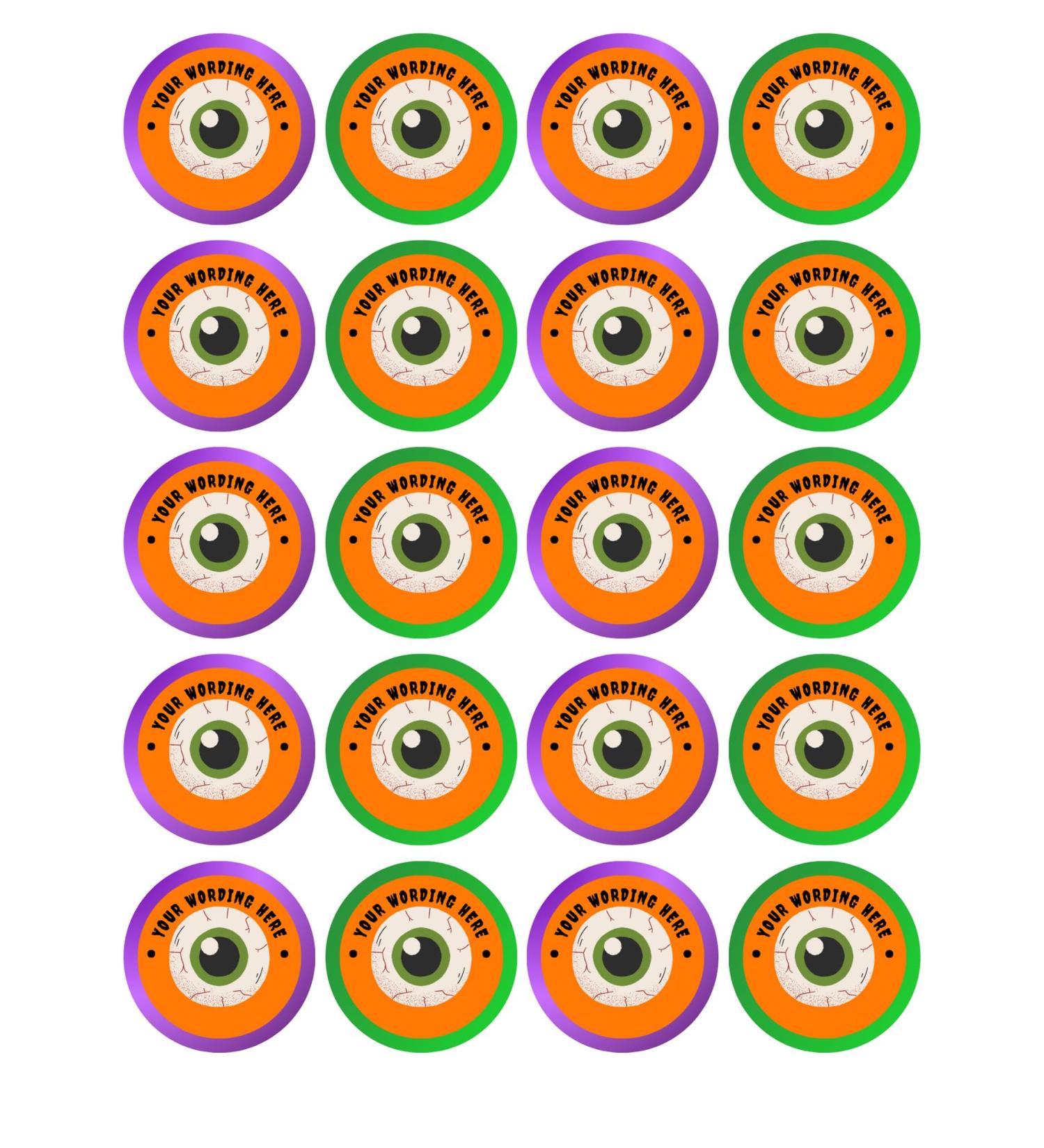 edible 20 x Halloween Personalised cupcake toppers uncut !3 (wafer card)