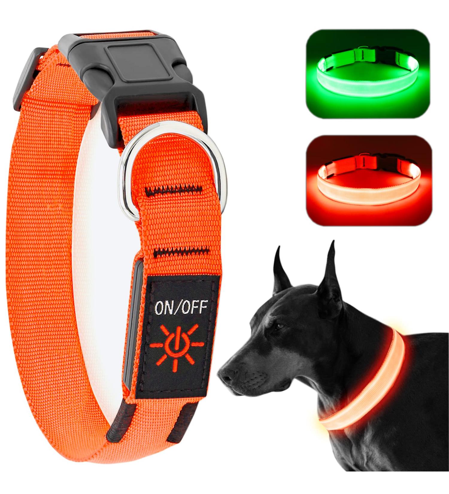 KOSKILL LED Dog Collar - Waterproof & Adjustable Bright Light Collar for Medium & Large Dogs (Orange L) - Rowable USB Rechargeable - Buy Online on GoSupps.com
